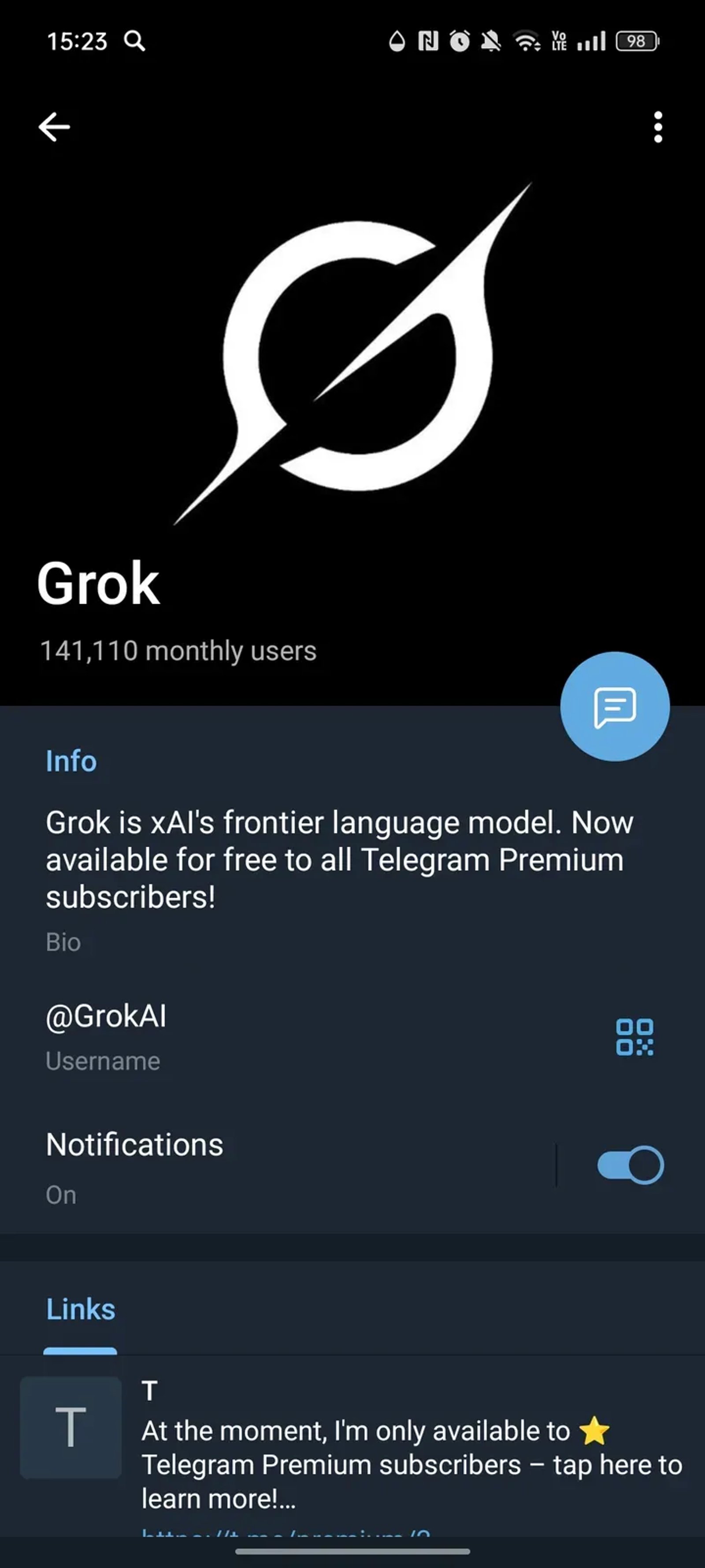Grok в Телеграм — скриншот 4