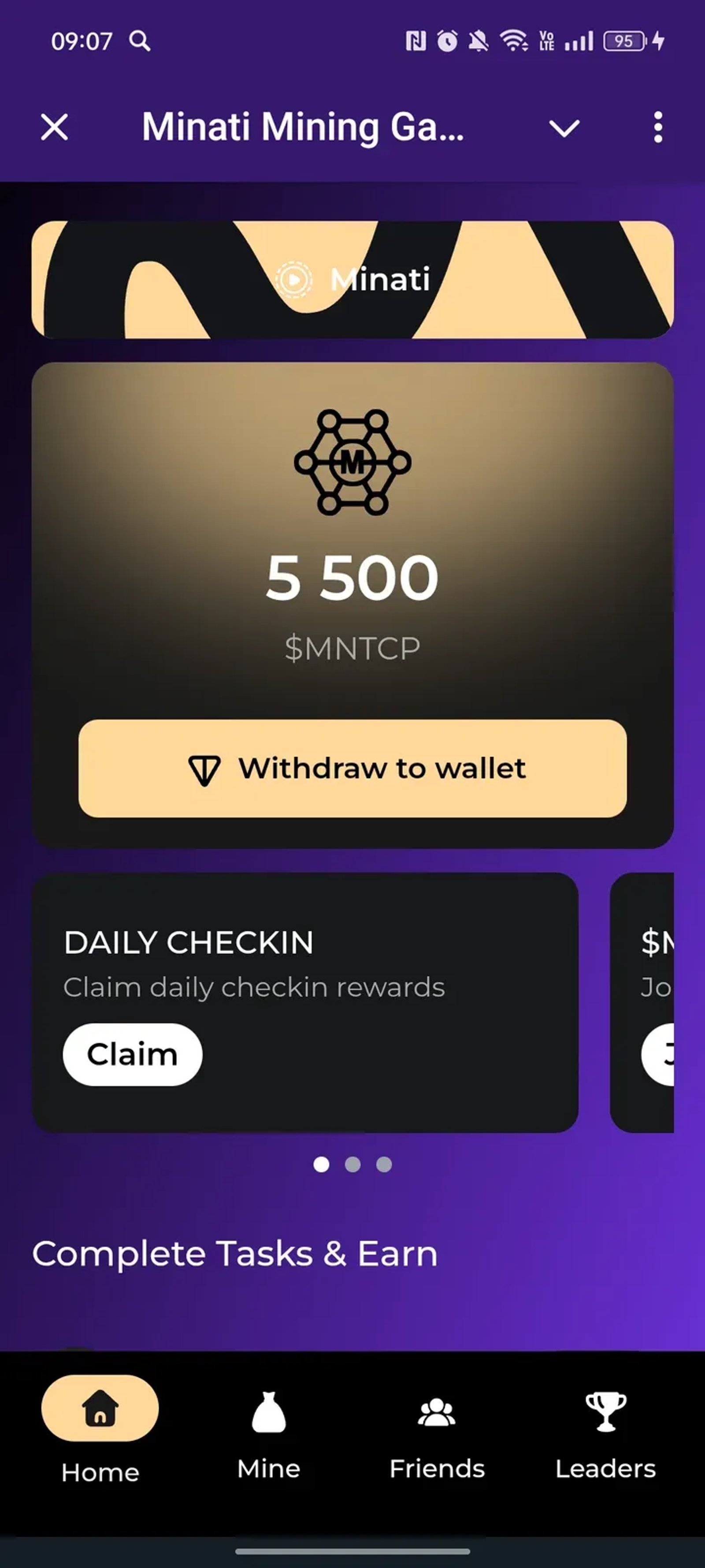 Minati Mining Game в Телеграм — скриншот 1