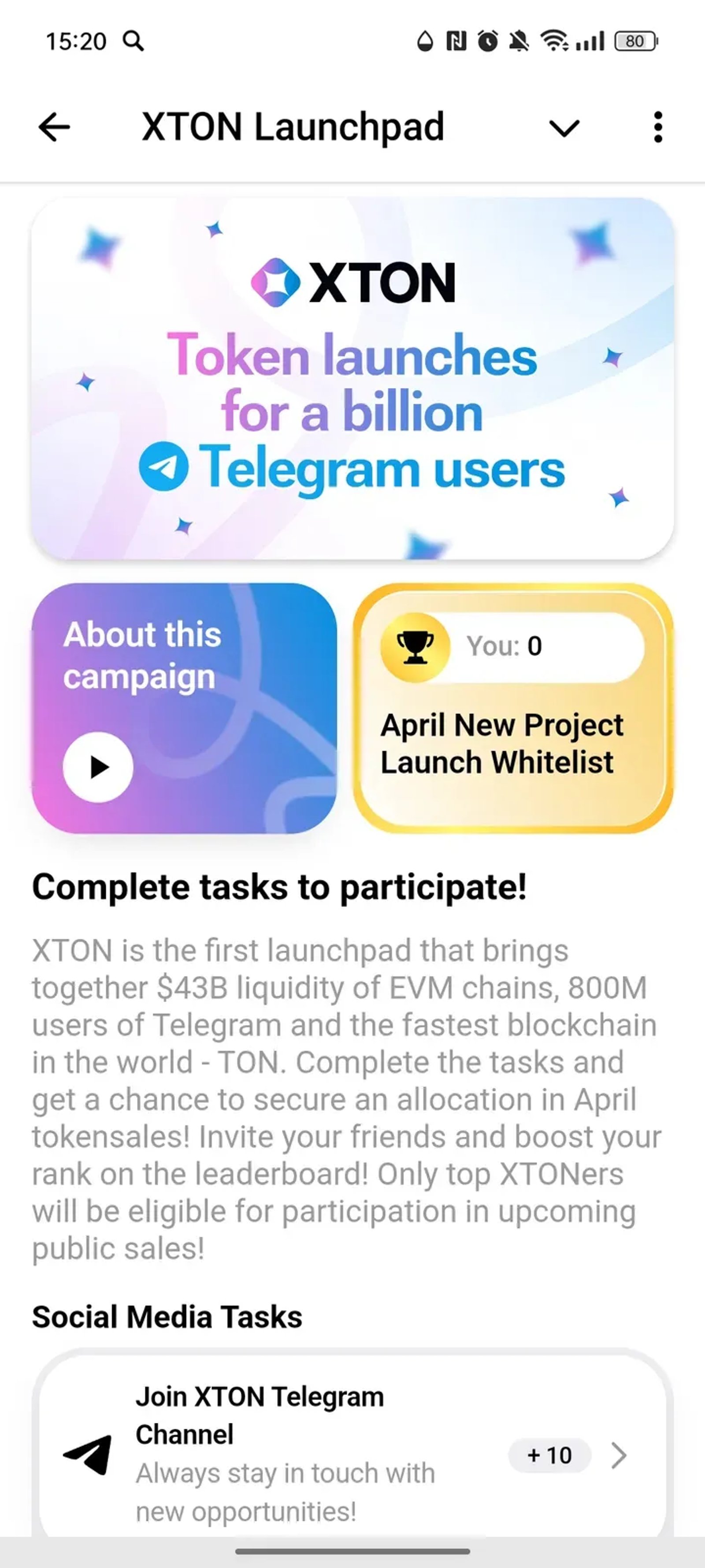 XTON Launchpad в Телеграм — скриншот 5