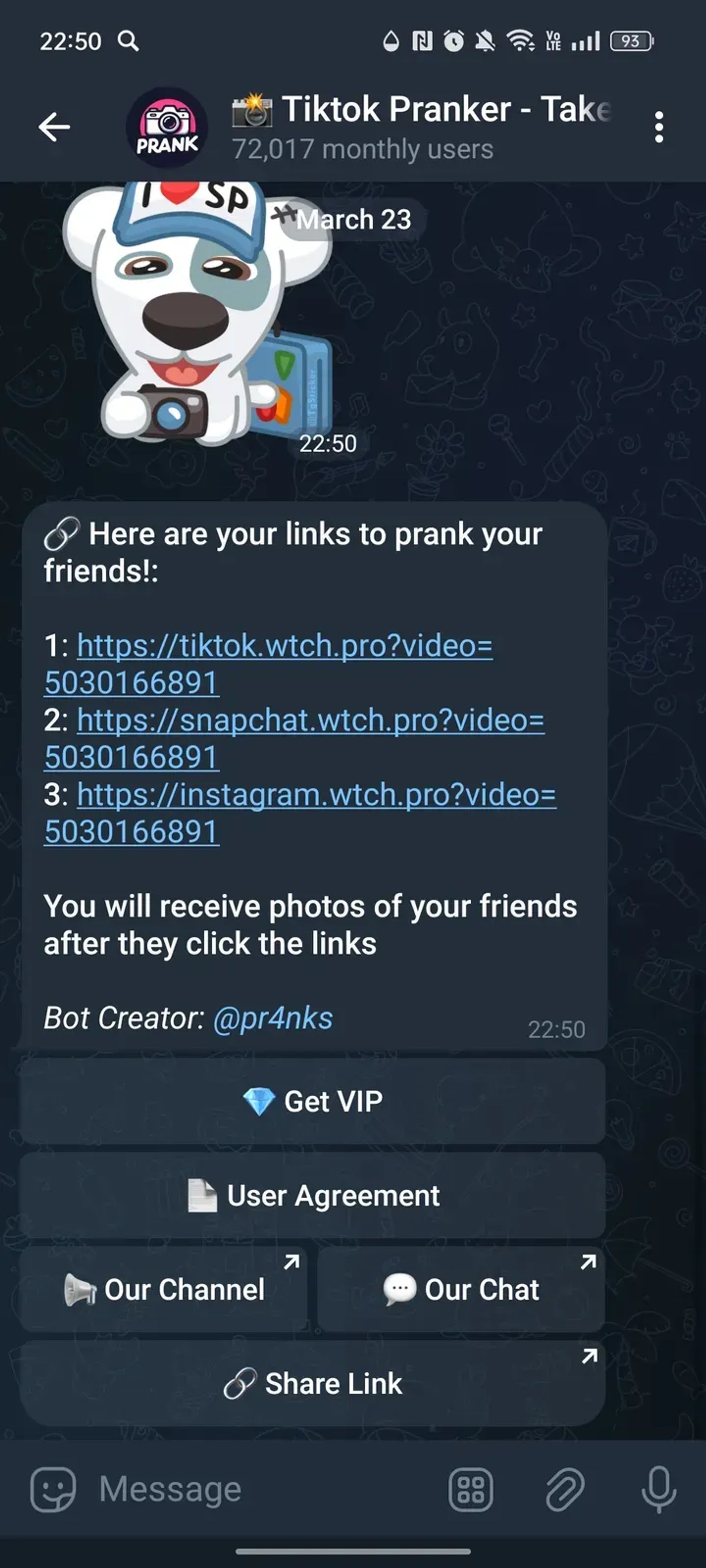 📸 Tiktok Pranker - Сфоткай своего друга | Фото по ссылке | Пранк в Телеграм — скриншот 2