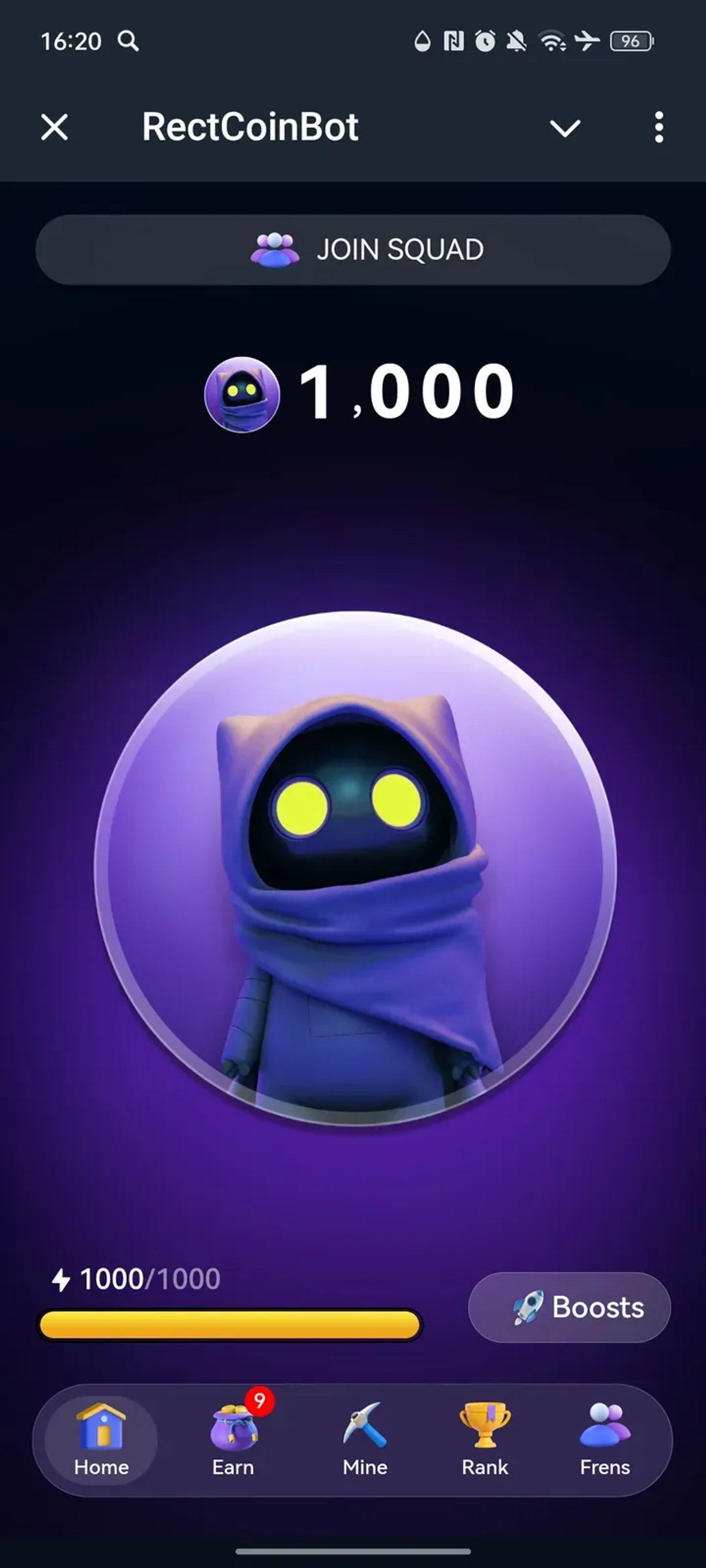 RectCoinBot в Телеграм — скриншот 1