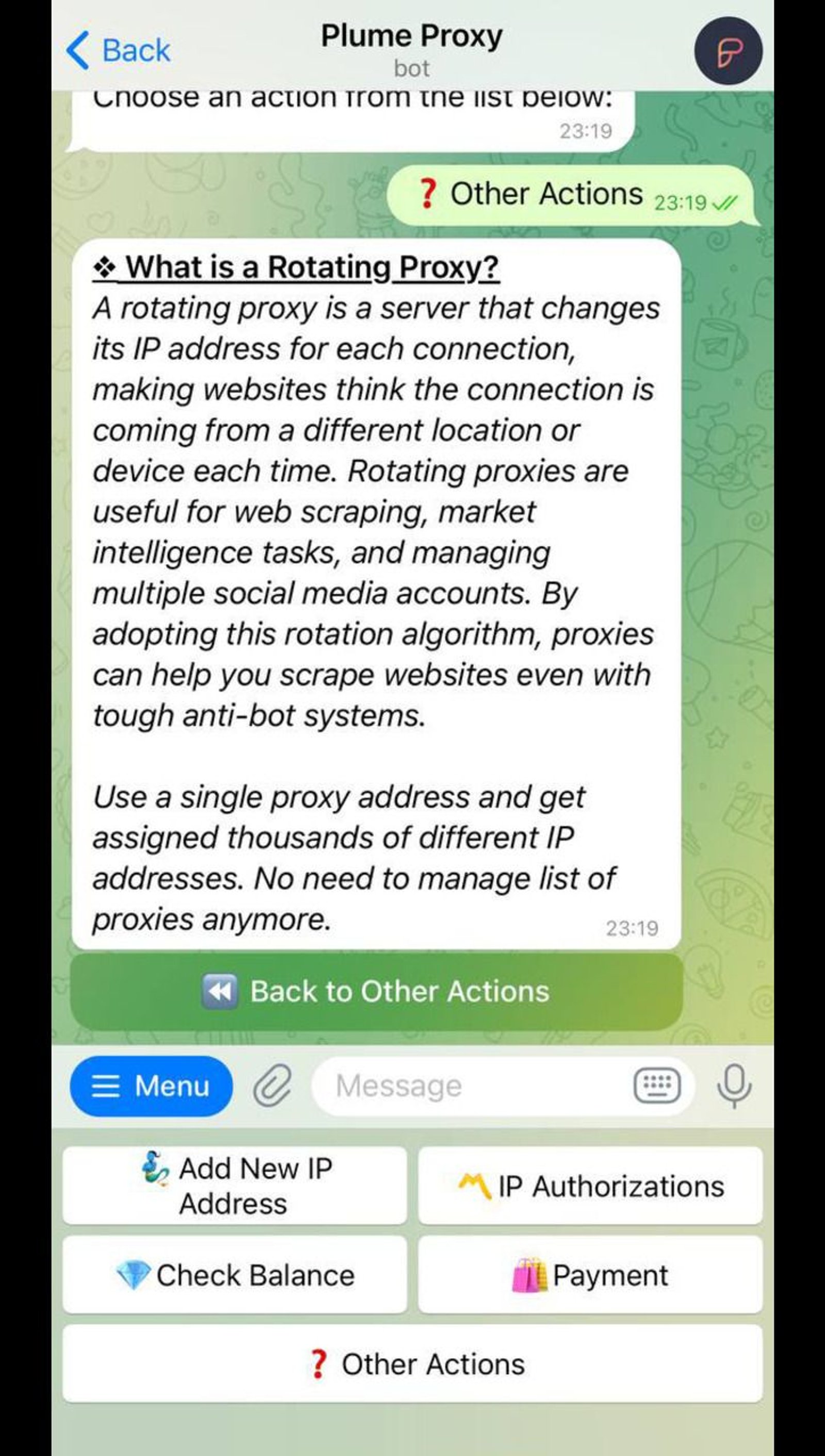 Plume Proxy в Телеграм — скриншот 3