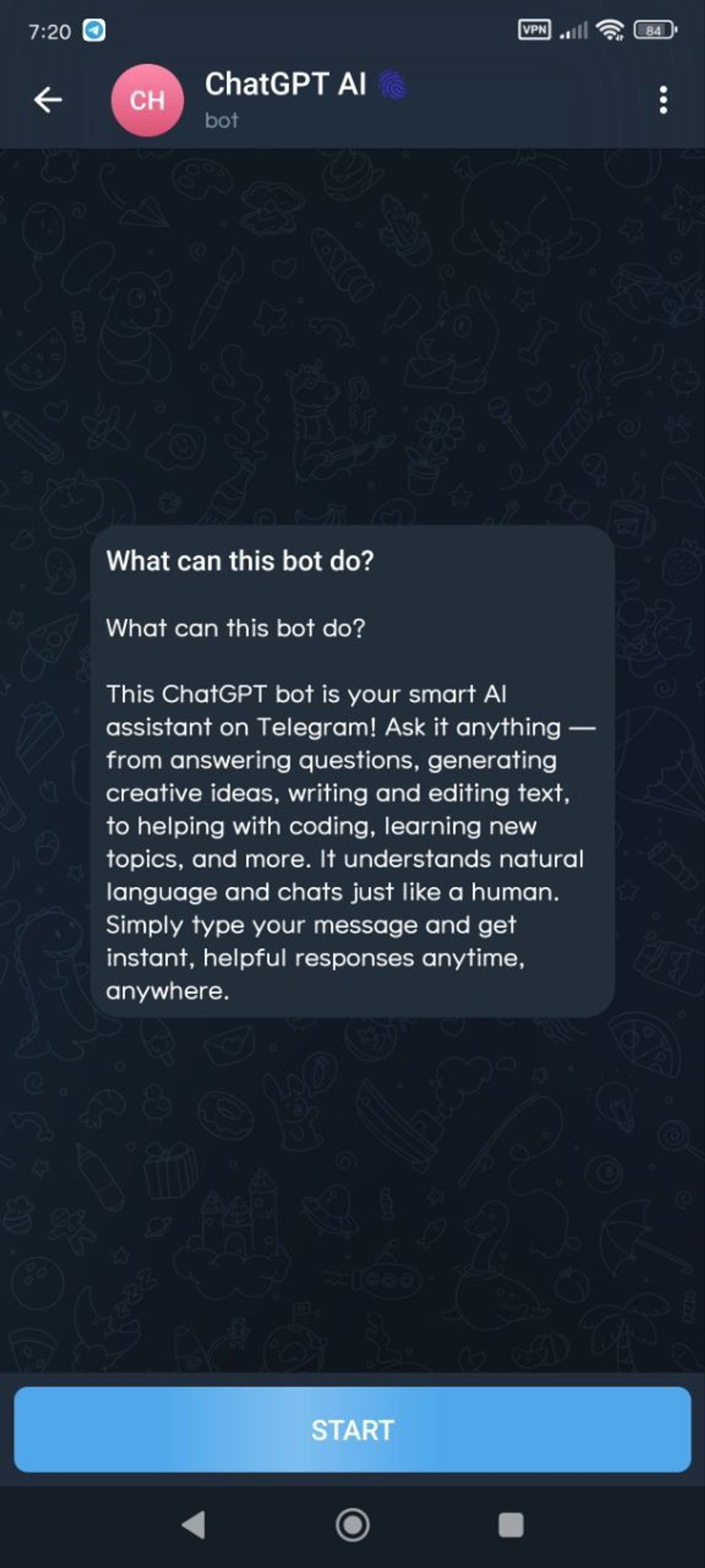 ChatGPT AI 🫆 Telegram Screenshot 1