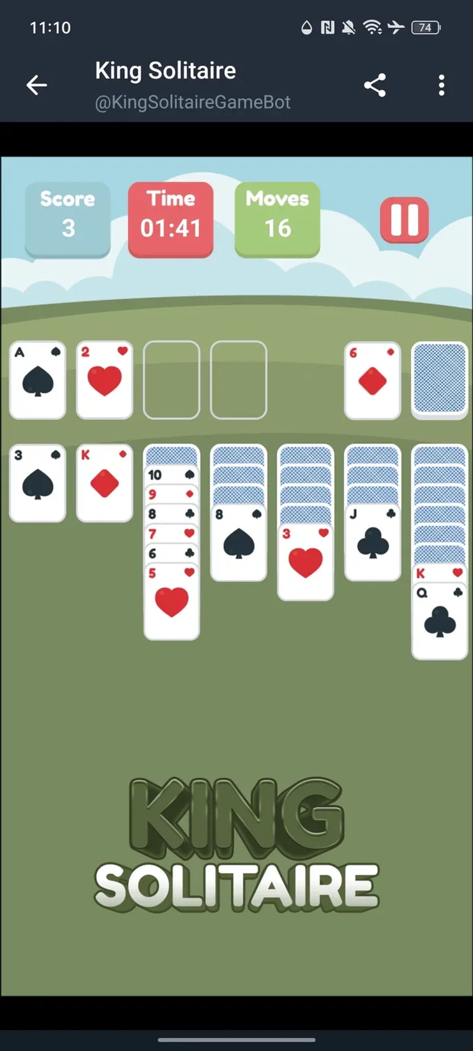 King Solitaire Game в Телеграм — скриншот 3