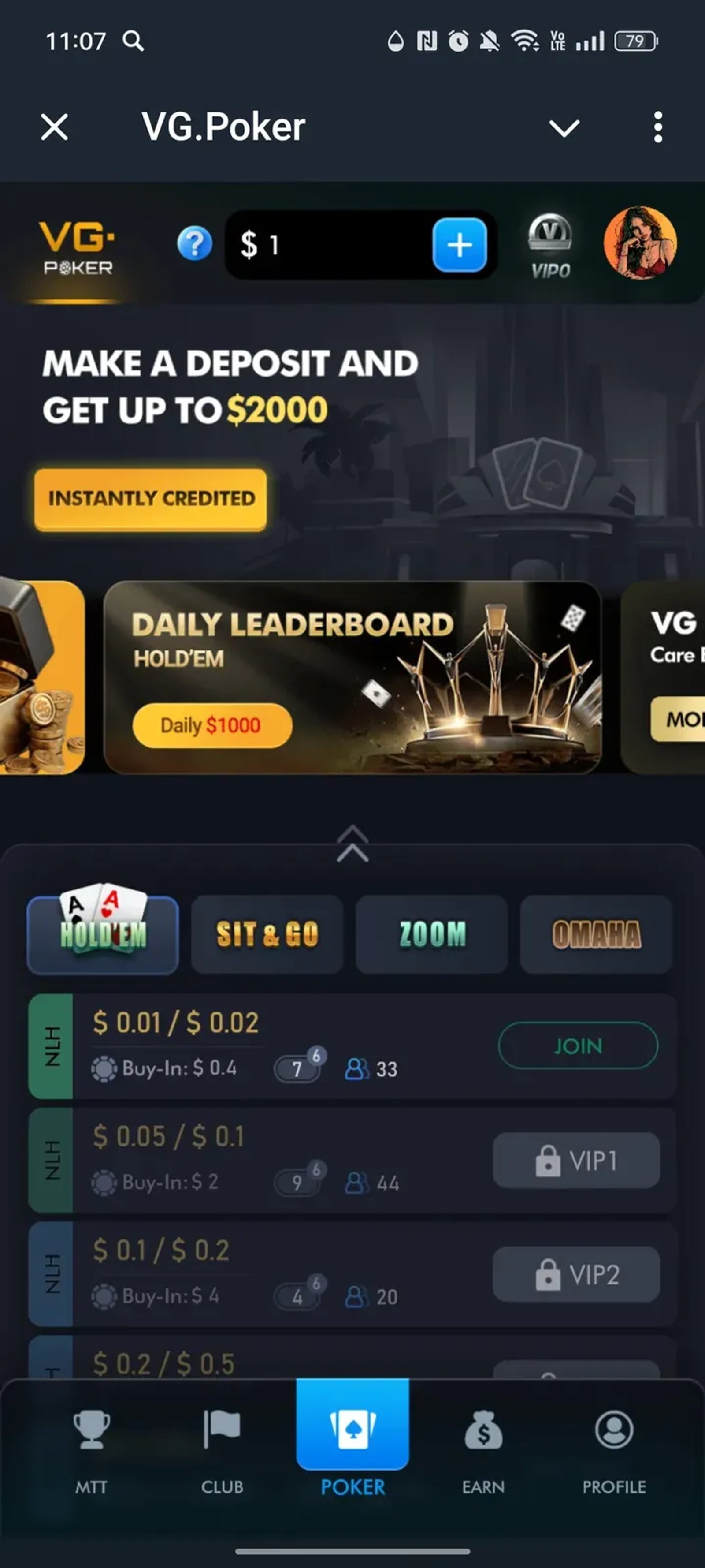 VG.Poker в Телеграм — скриншот 1