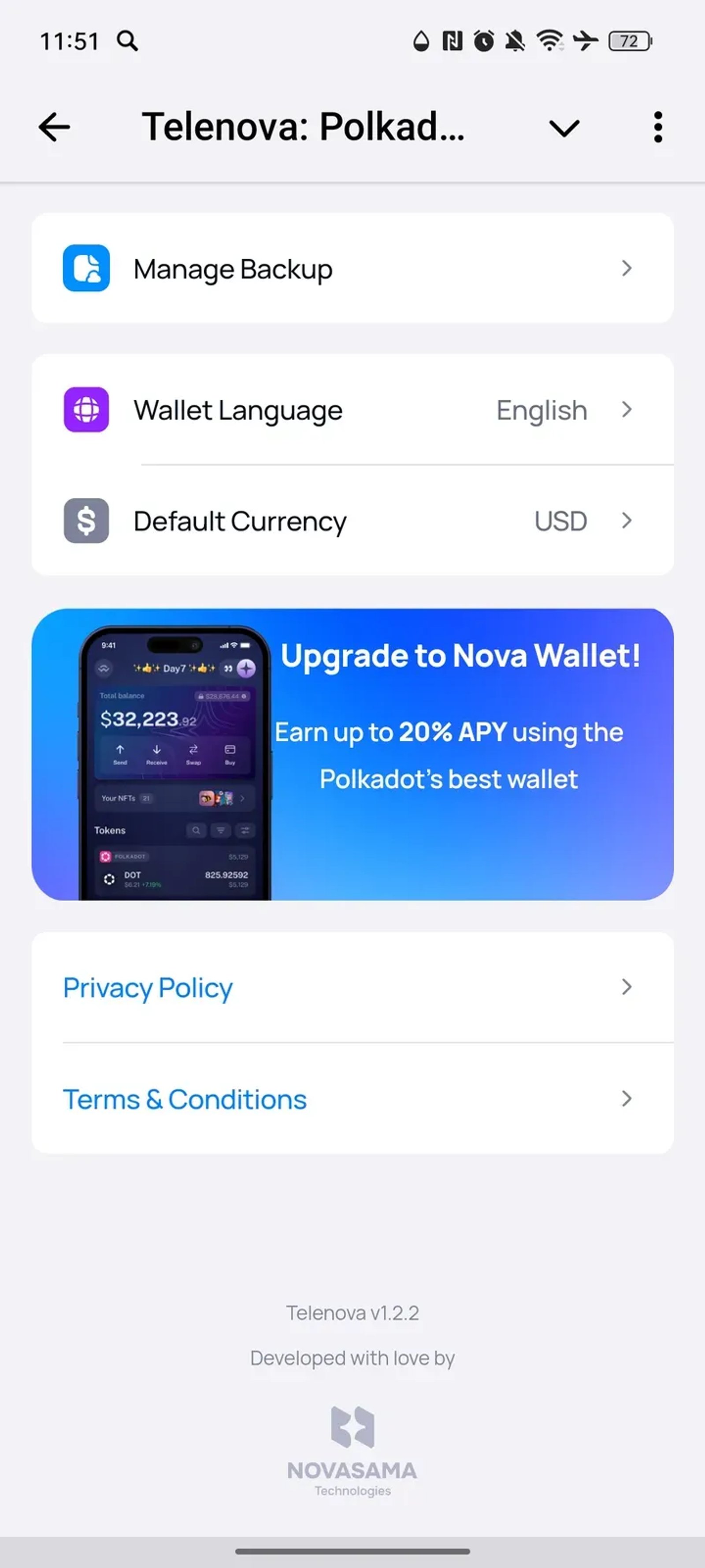 Telenova: Polkadot Wallet в Телеграм — скриншот 3