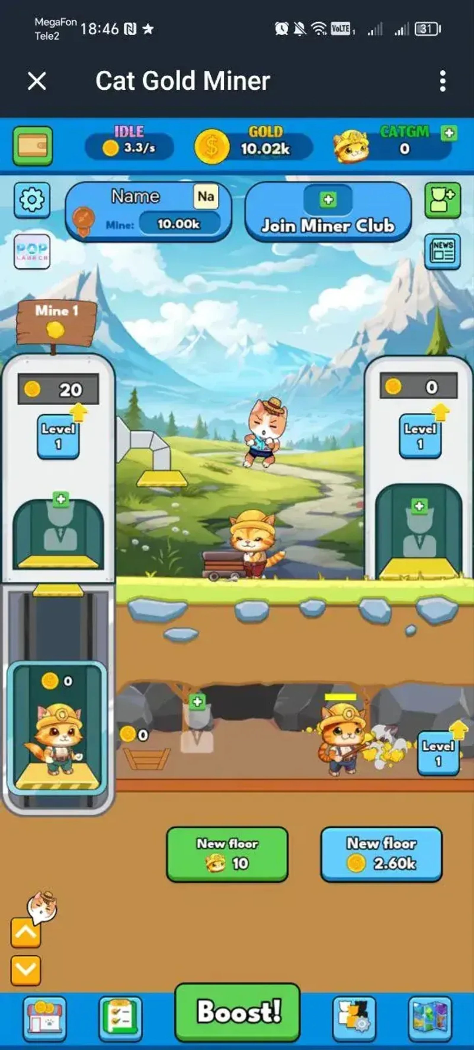 Cat Gold Miner в Телеграм — скриншот 1
