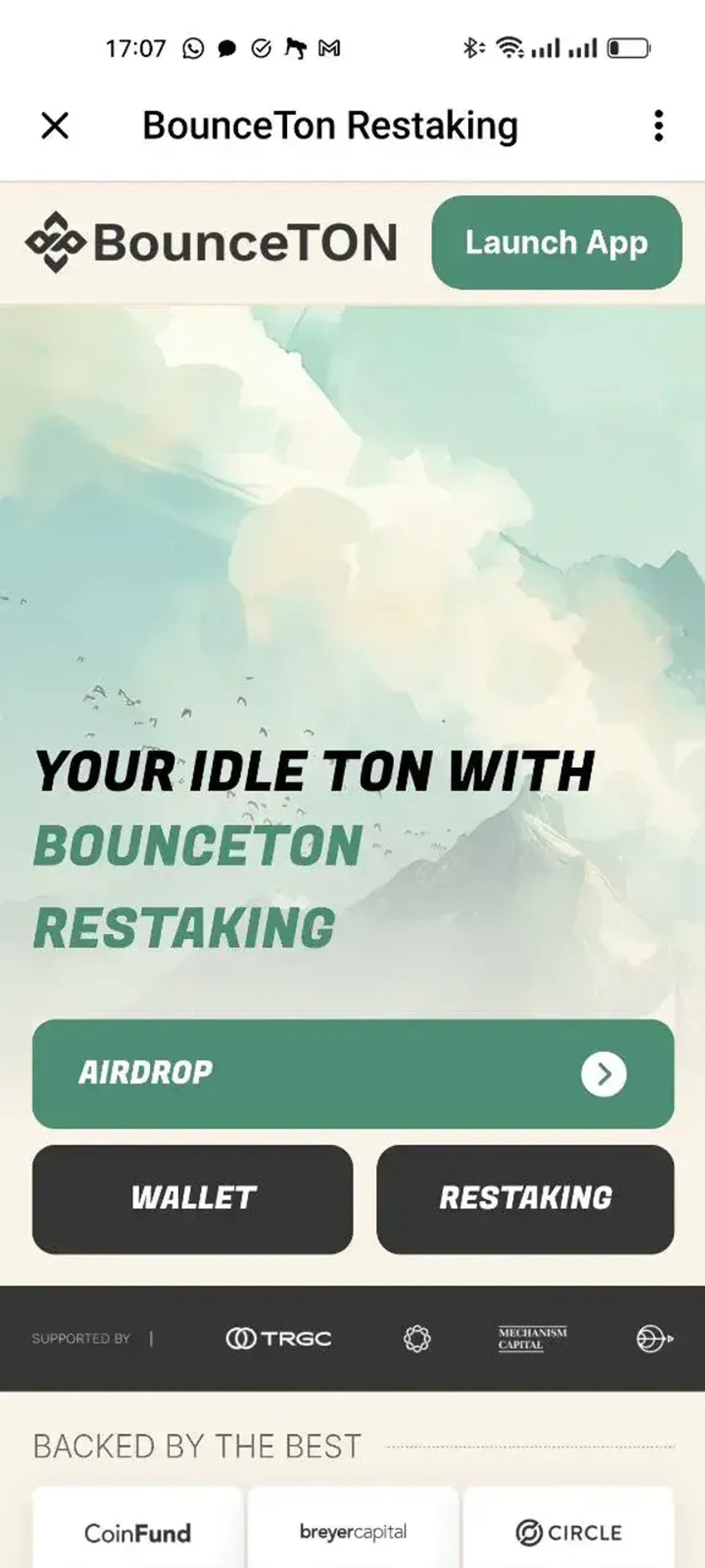 BounceTon Restaking в Телеграм — скриншот 2