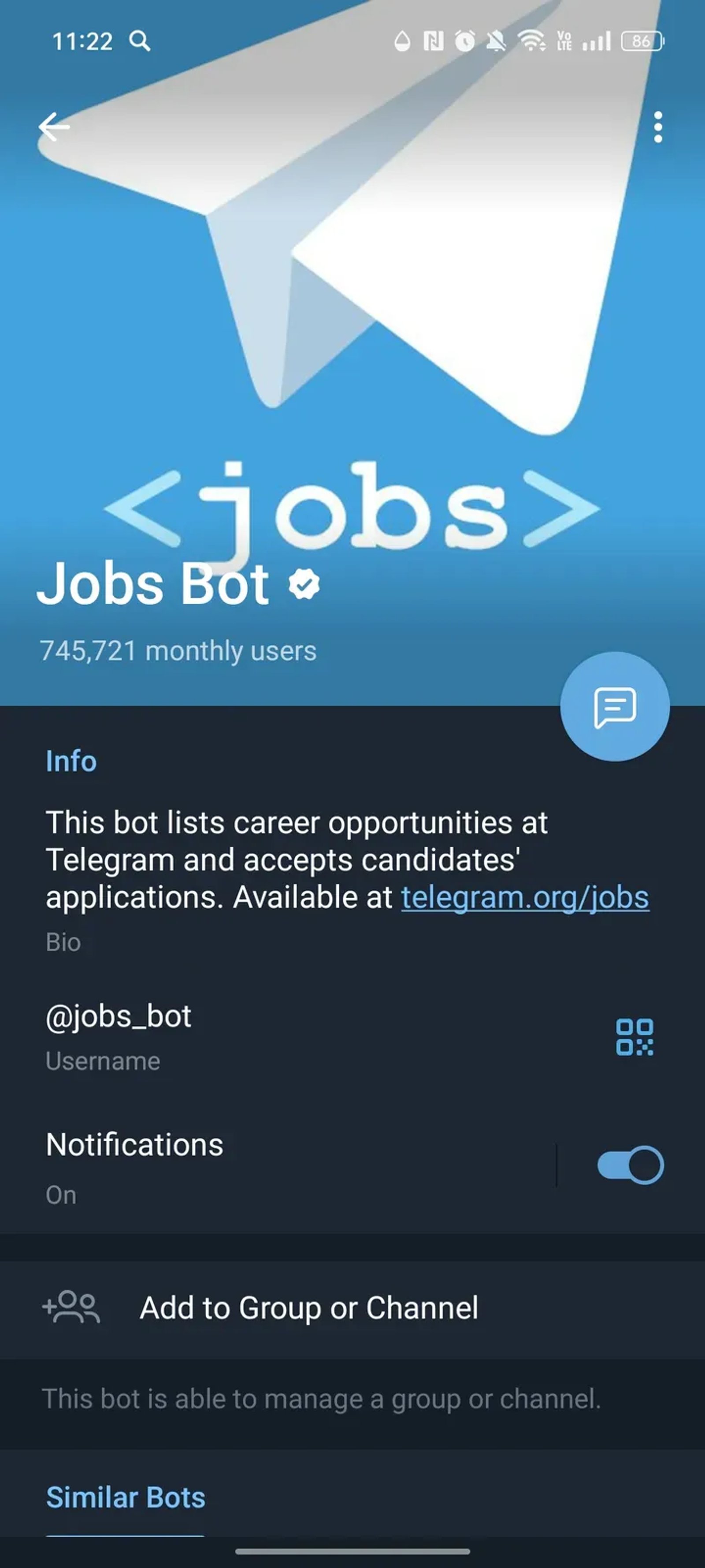 Jobs Bot в Телеграм — скриншот 4