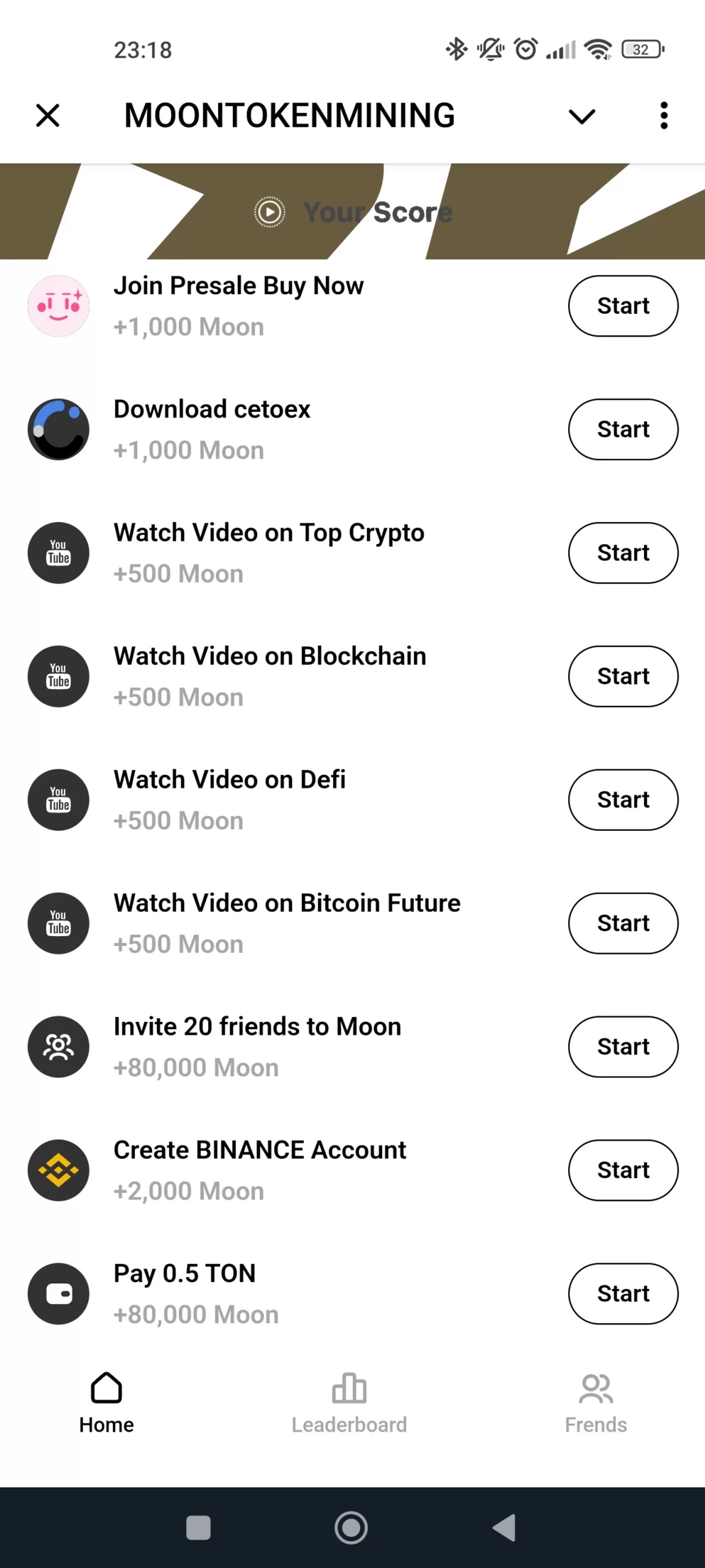 MOON TOKEN Задания