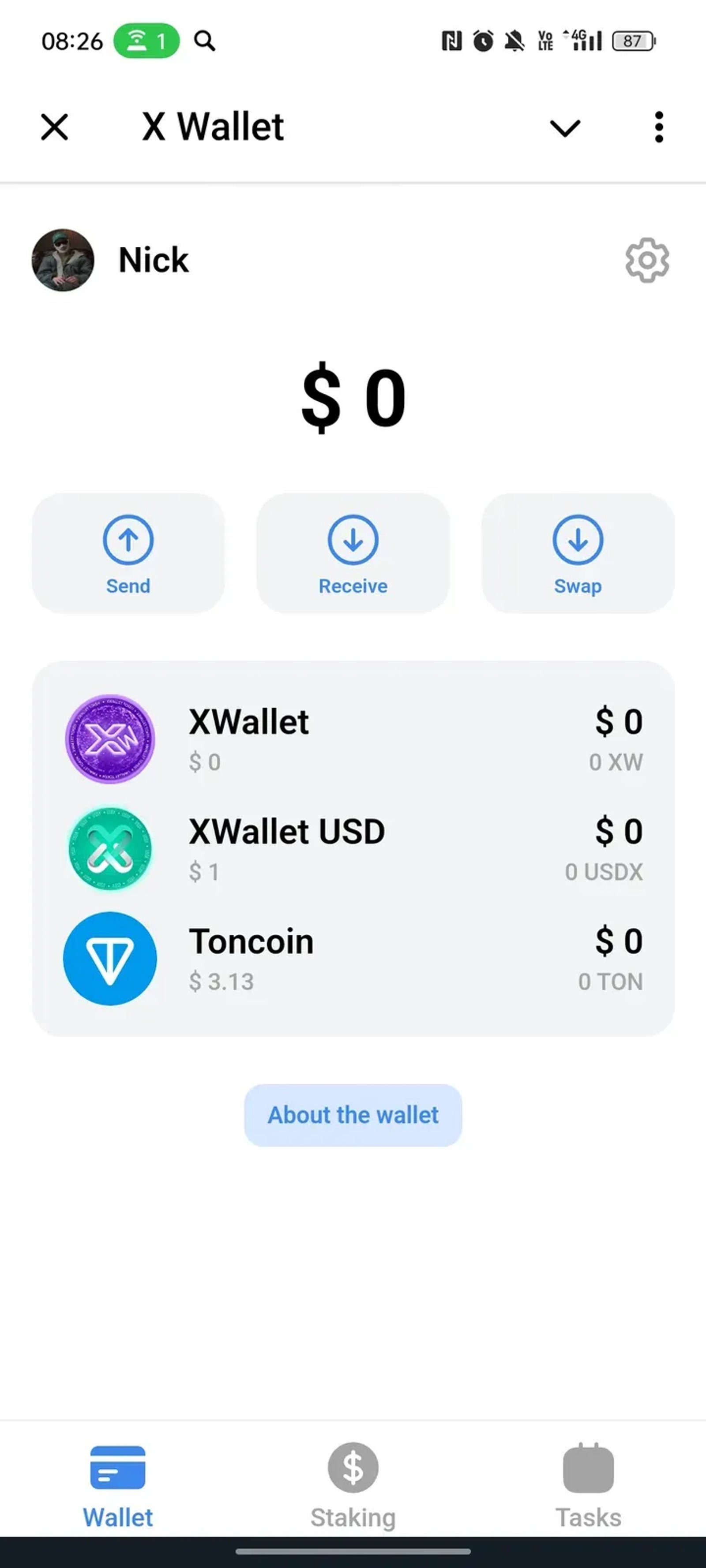 X Wallet в Телеграм — скриншот 1