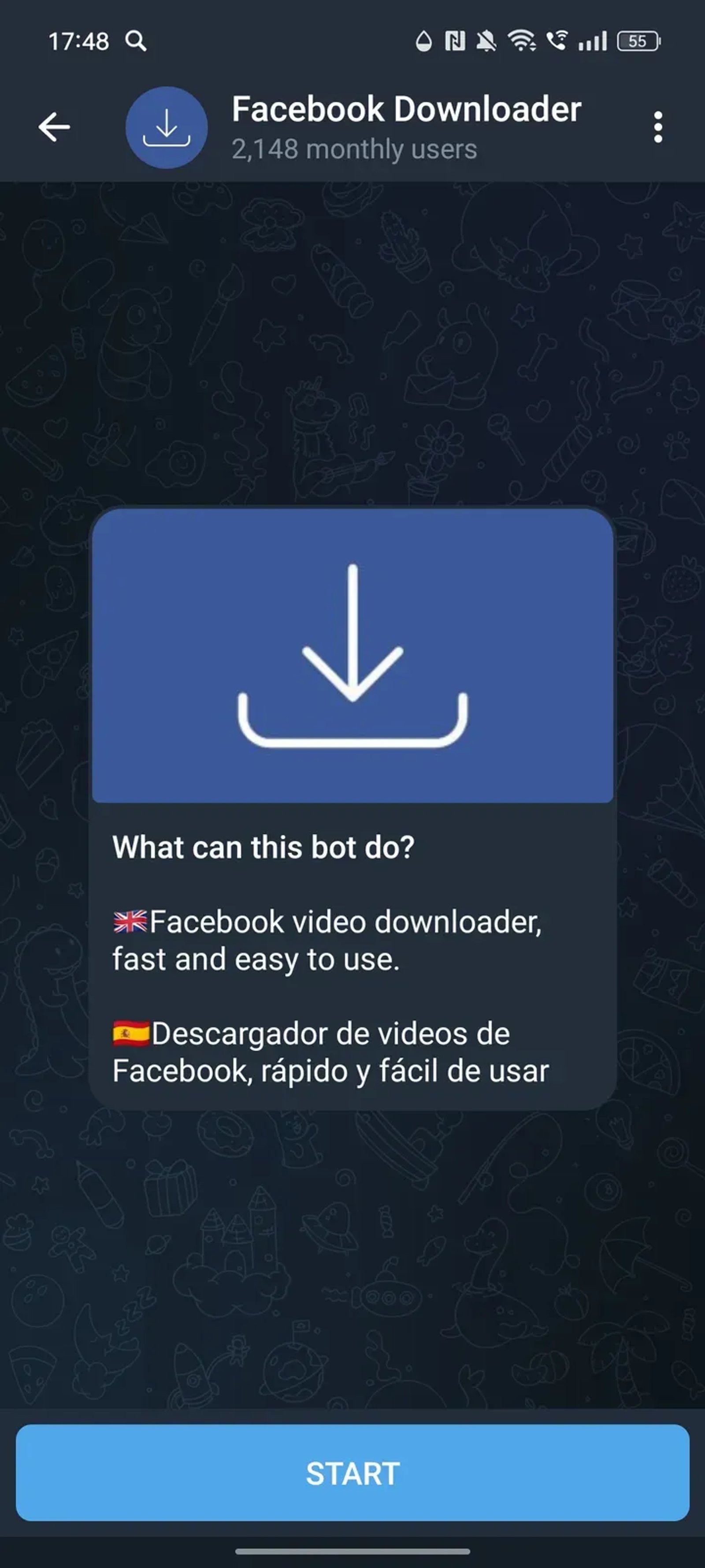 Facebook Downloader в Телеграм — скриншот 2