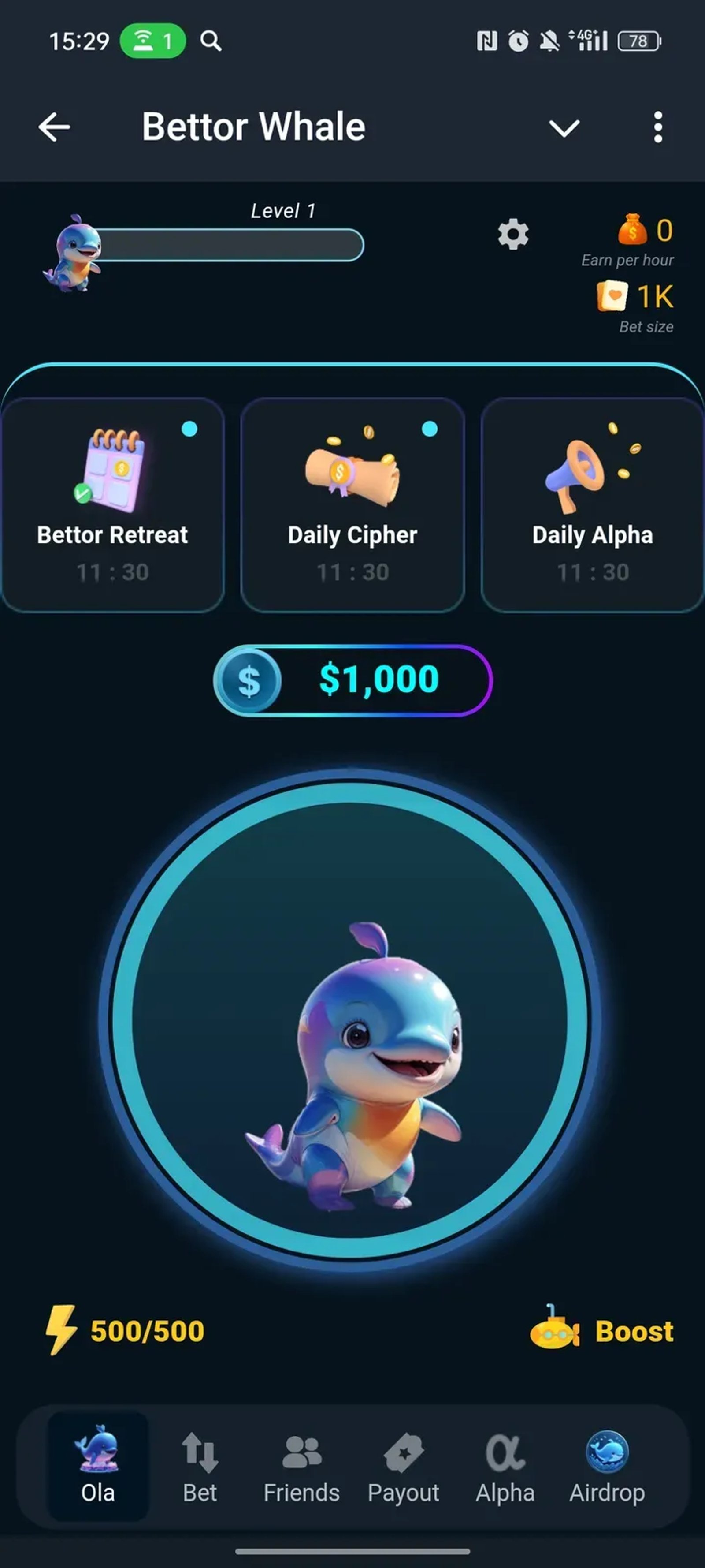 Bettor Whale в Телеграм — скриншот 1