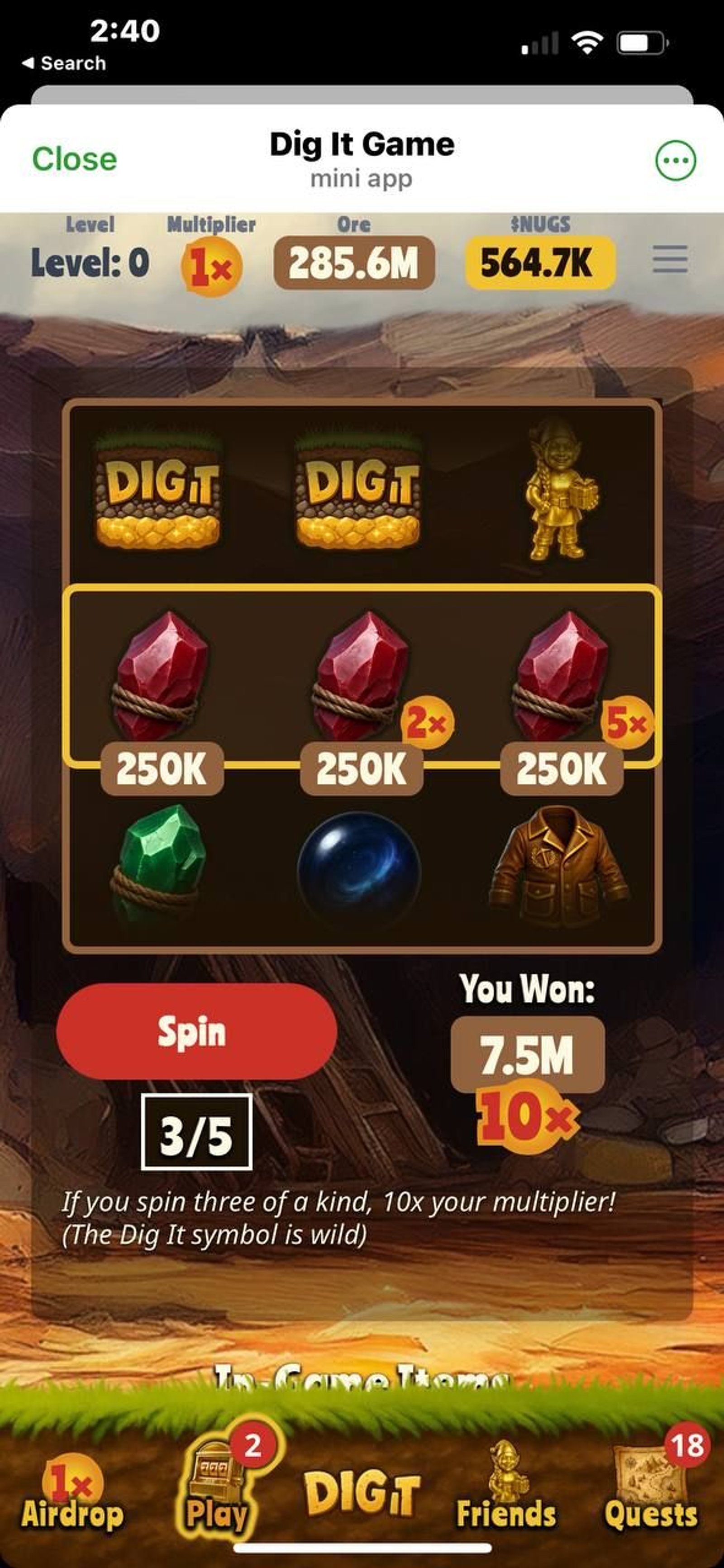 Dig It Game Telegram Screenshot 1