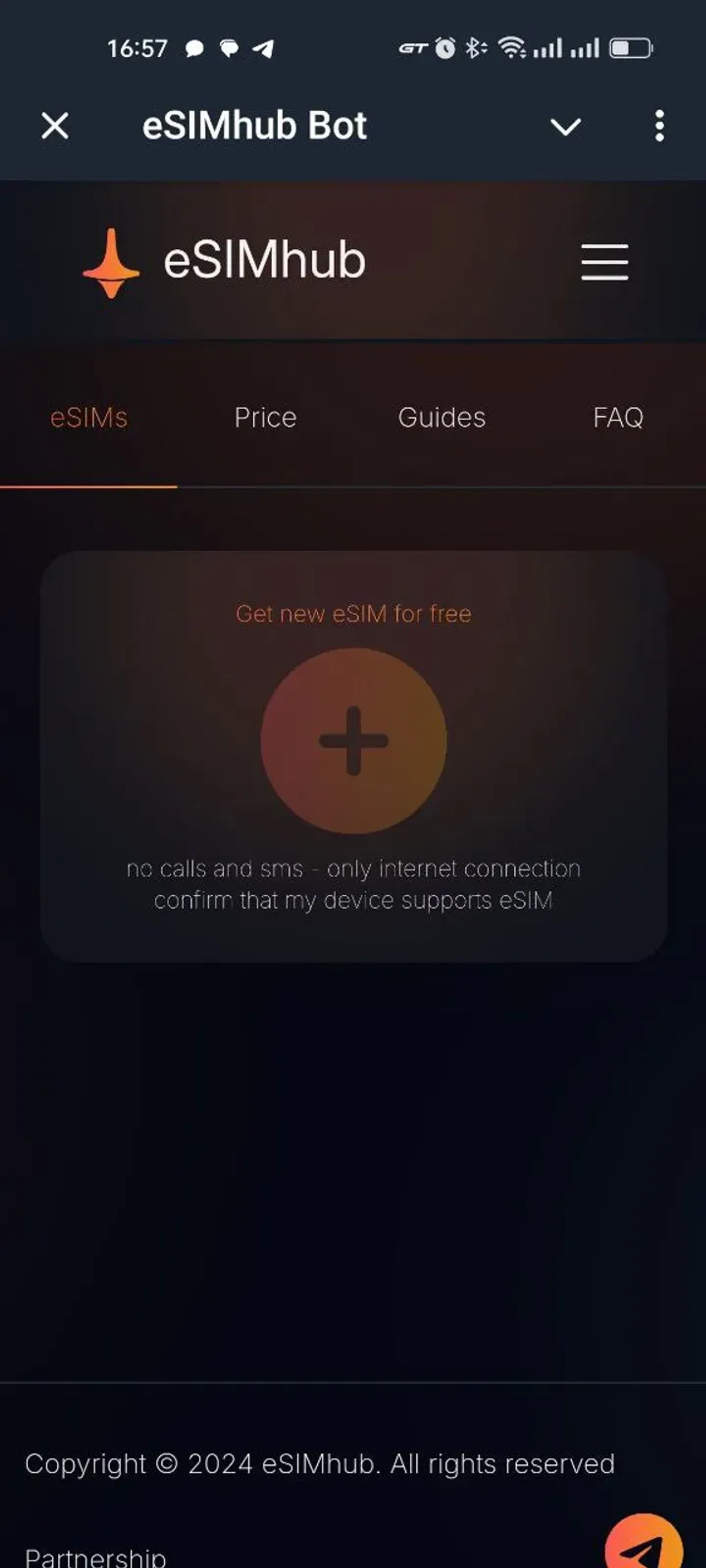 eSIMhub Bot в Телеграм — скриншот 4