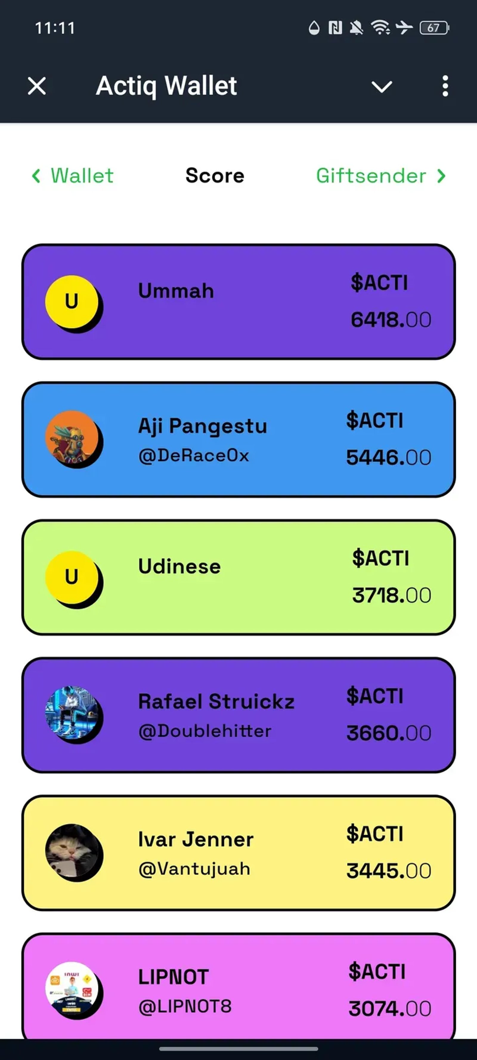 Actiq Wallet в Телеграм — скриншот 3