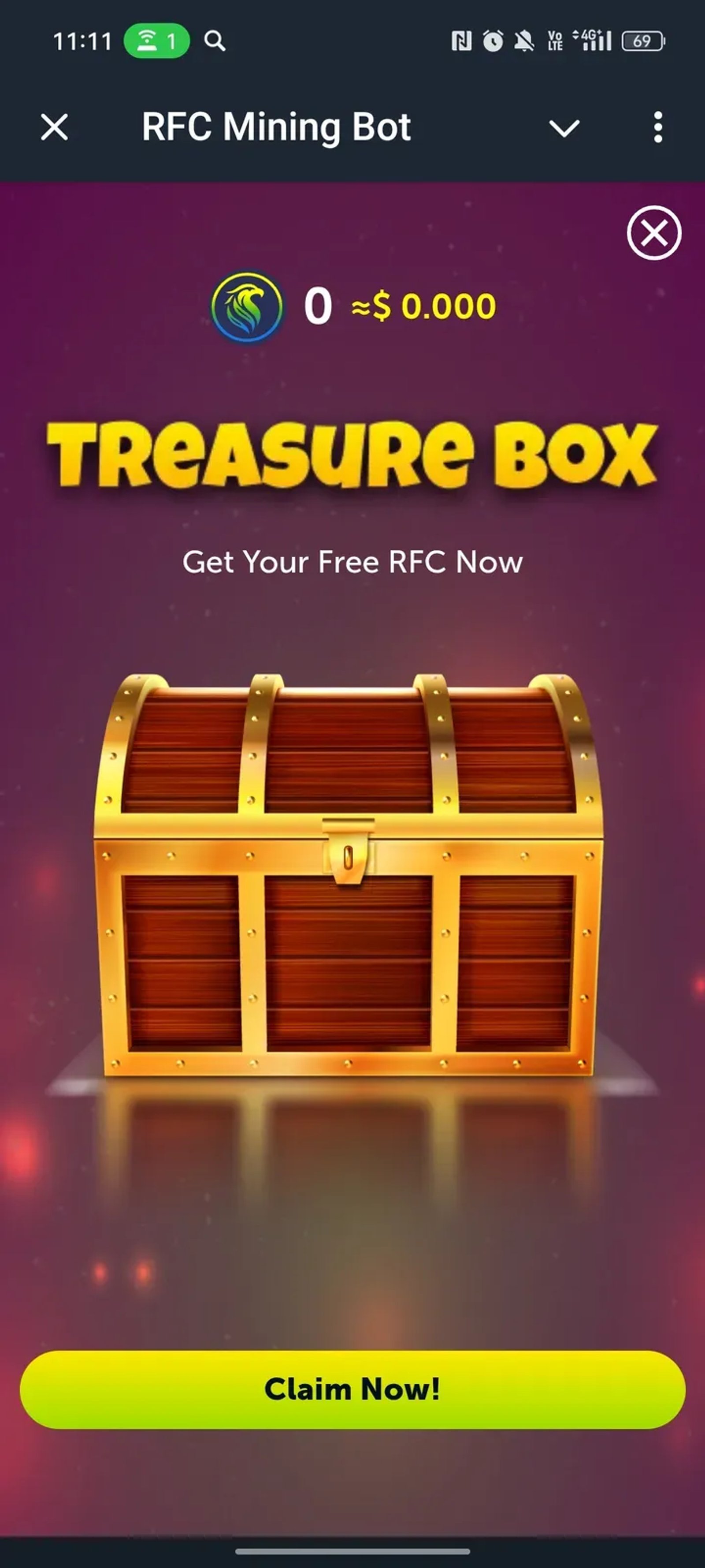 RFC Mining Bot в Телеграм — скриншот 3