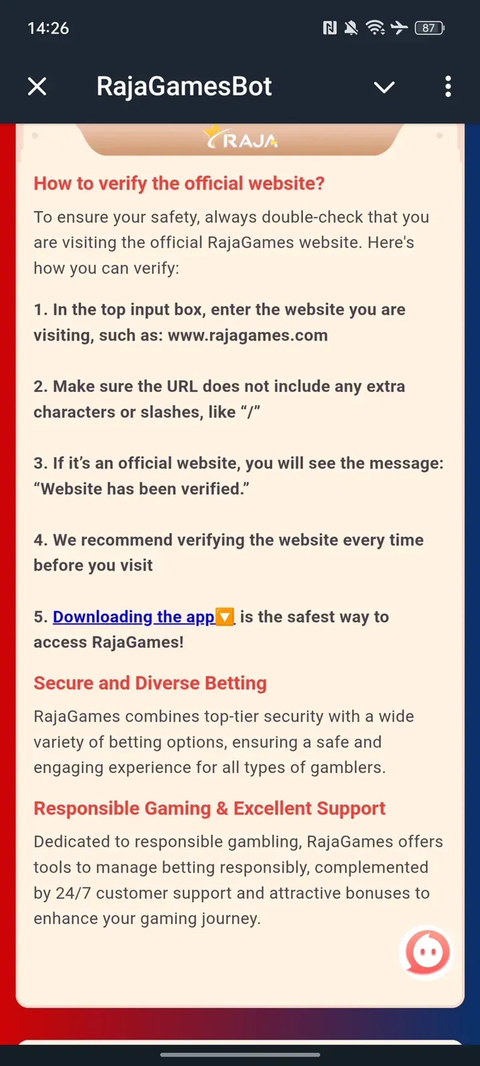 RajaGames в Телеграм — скриншот 2