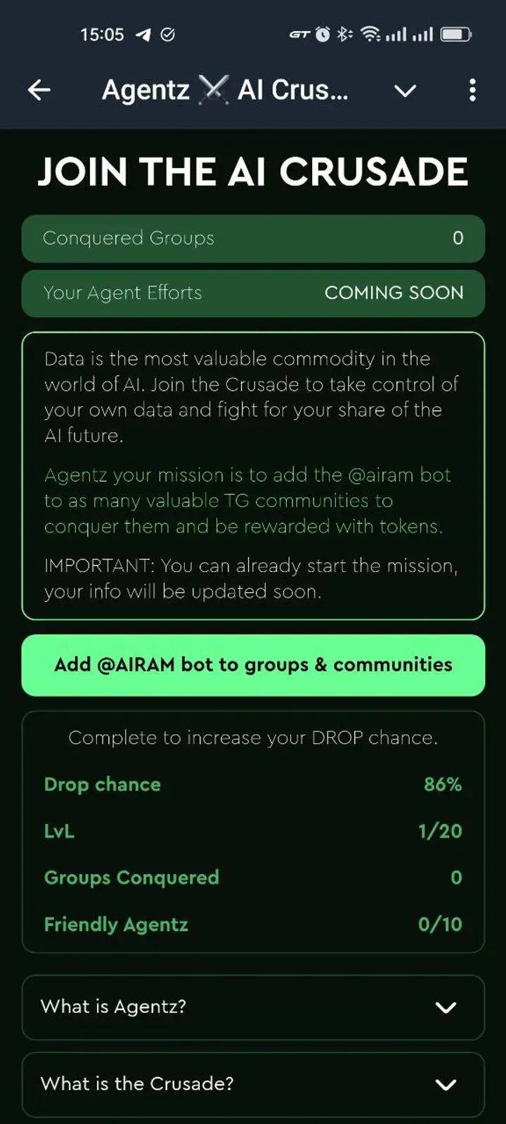 Agentz ⚔️ AI Crusade Telegram Screenshot 7