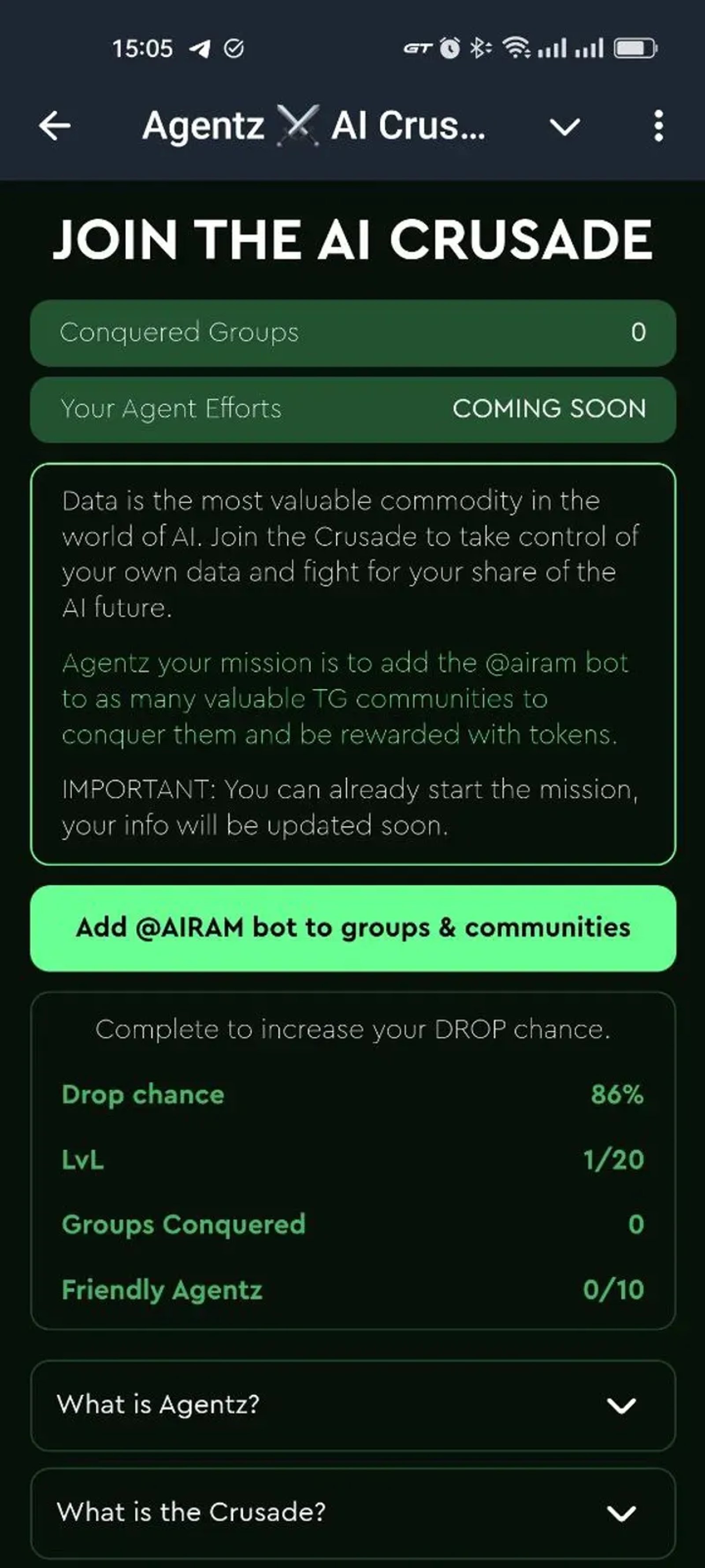 Agentz ⚔️ AI Crusade в Телеграм — скриншот 7