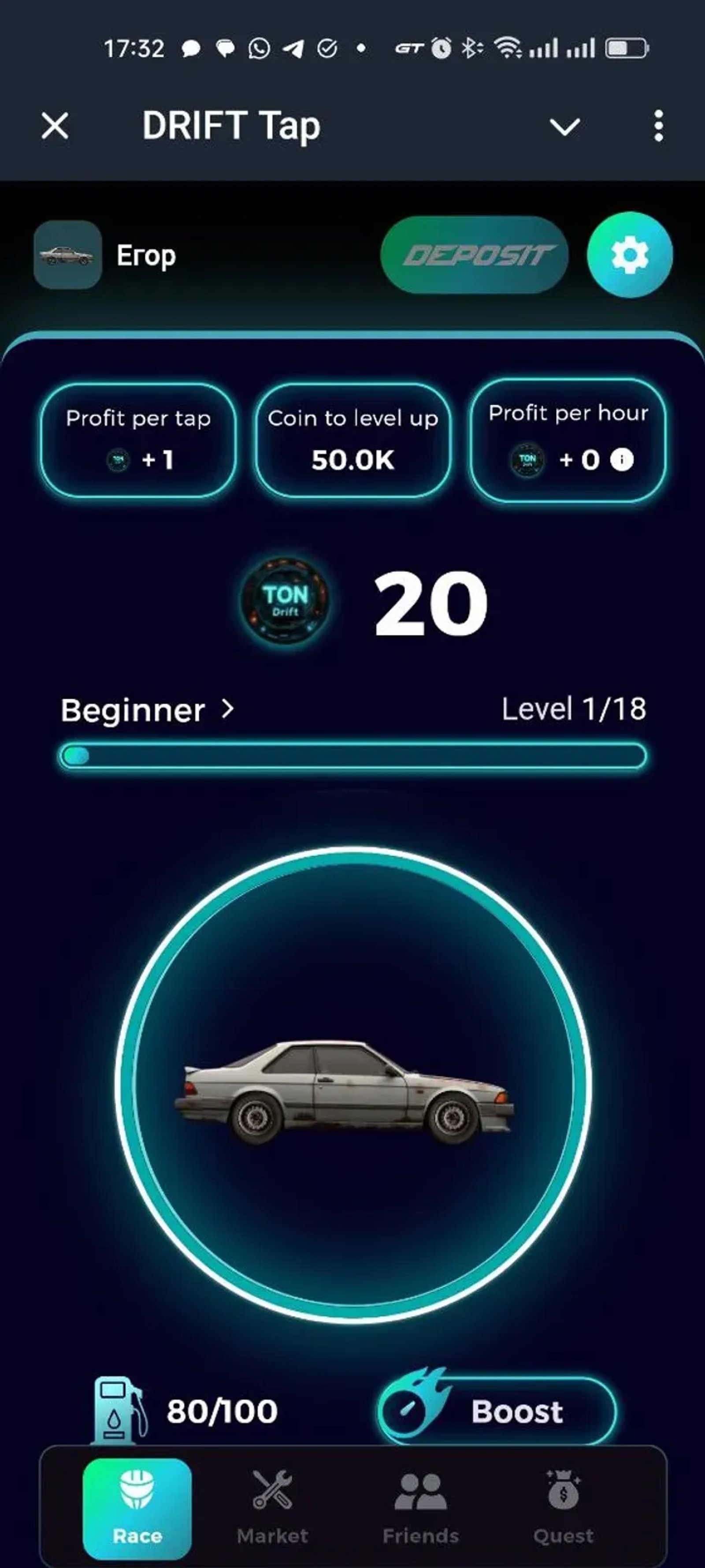 DRIFT Tap в Телеграм — скриншот 1