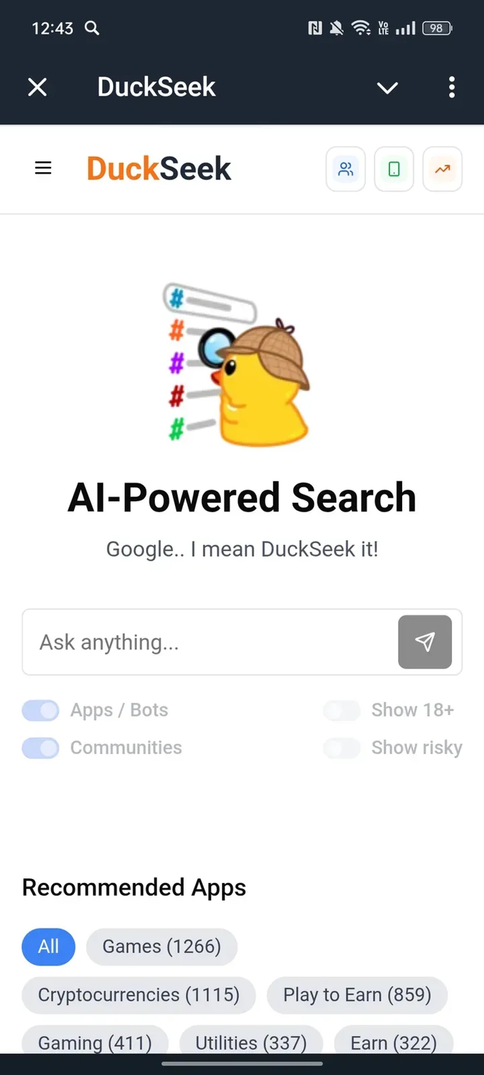 DuckSeek Telegram Screenshot 1