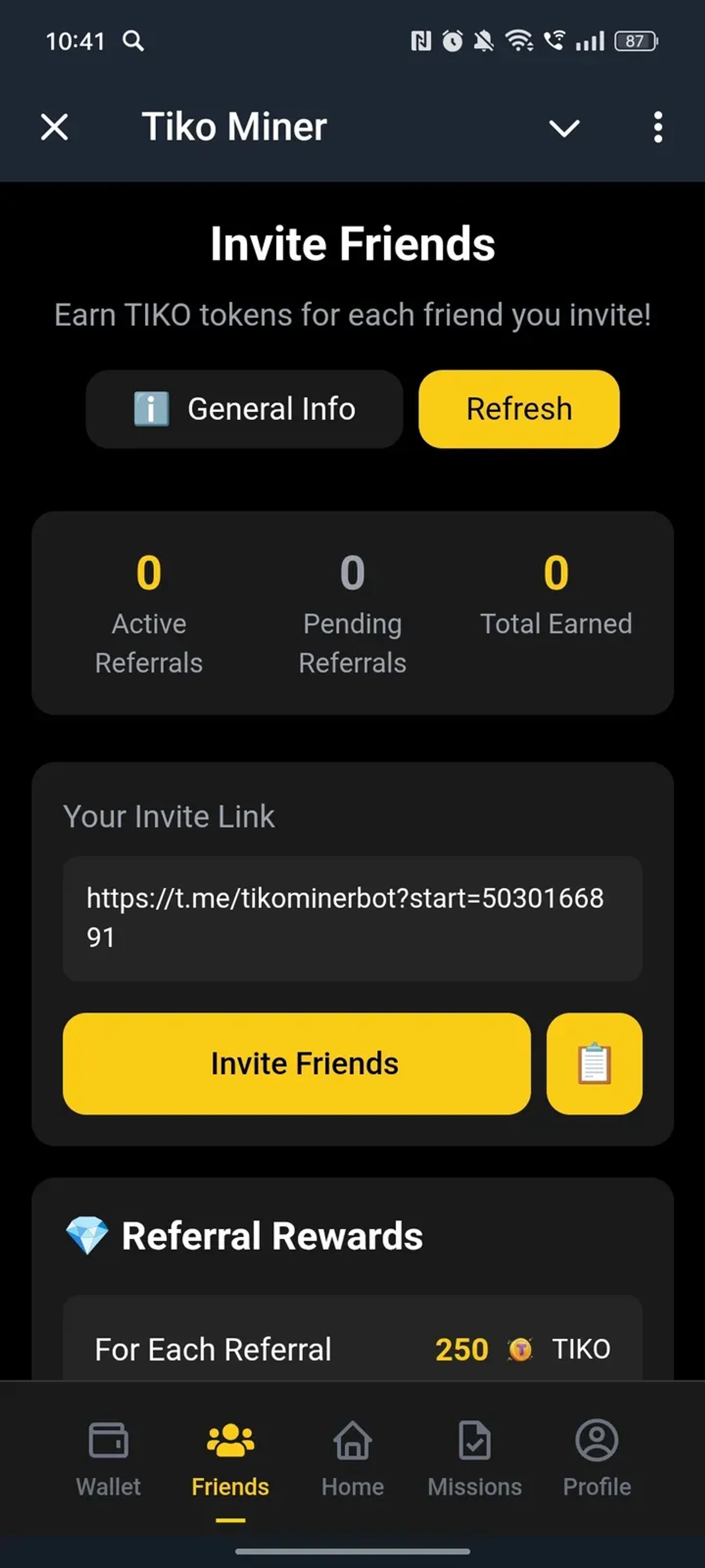 Tiko Miner в Телеграм — скриншот 2