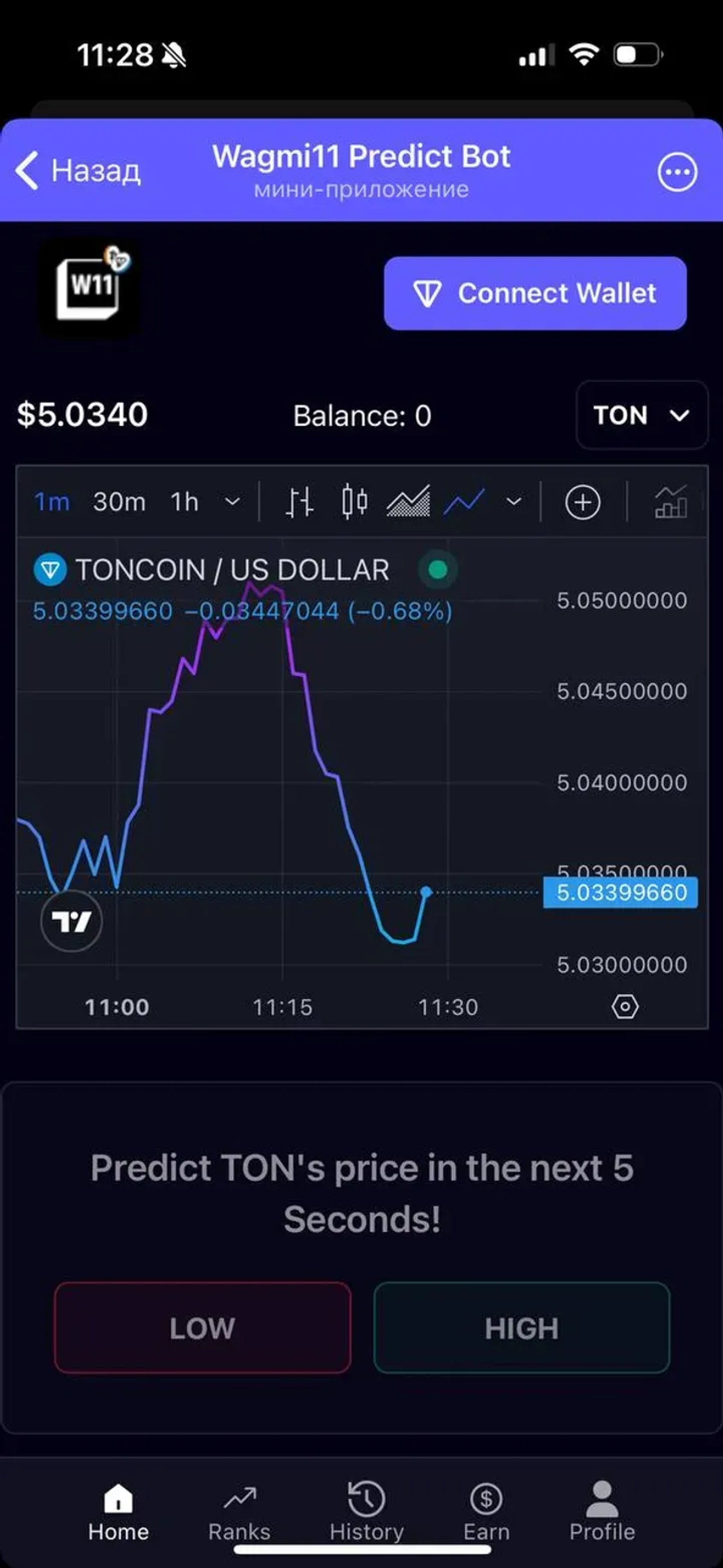 Wagmi11 Predict Bot в Телеграм — скриншот 4