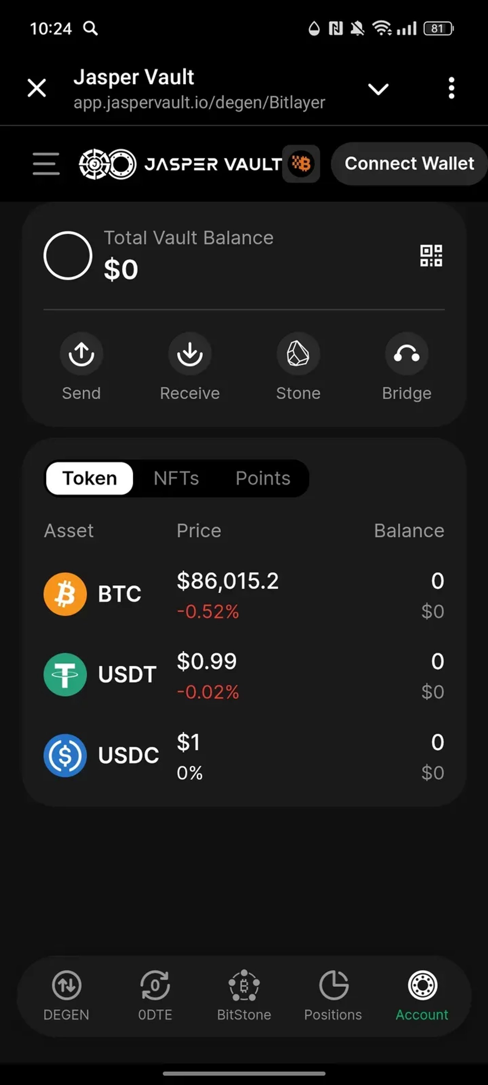 Jasper Vault Mini BTC в Телеграм — скриншот 4