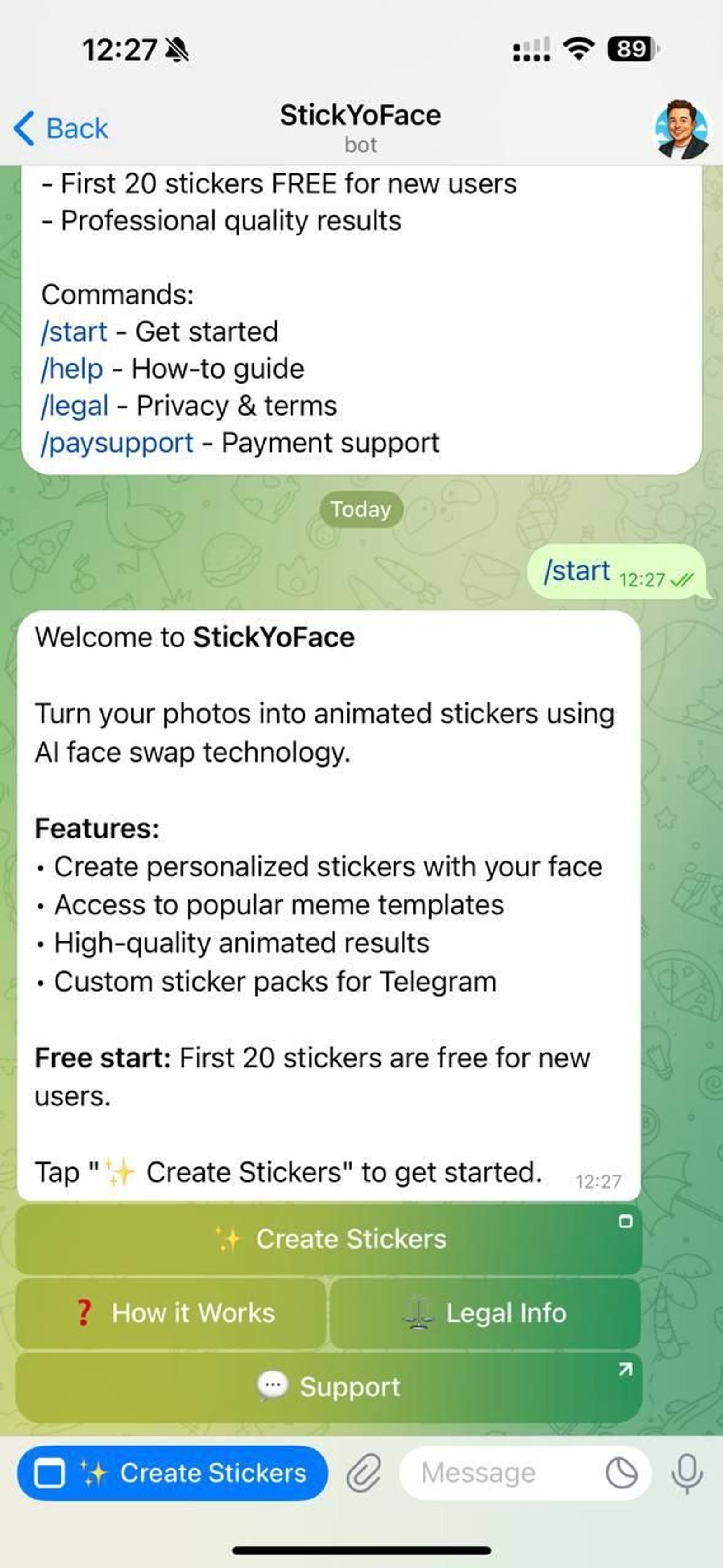 StickYoFace в Телеграм — скриншот 4