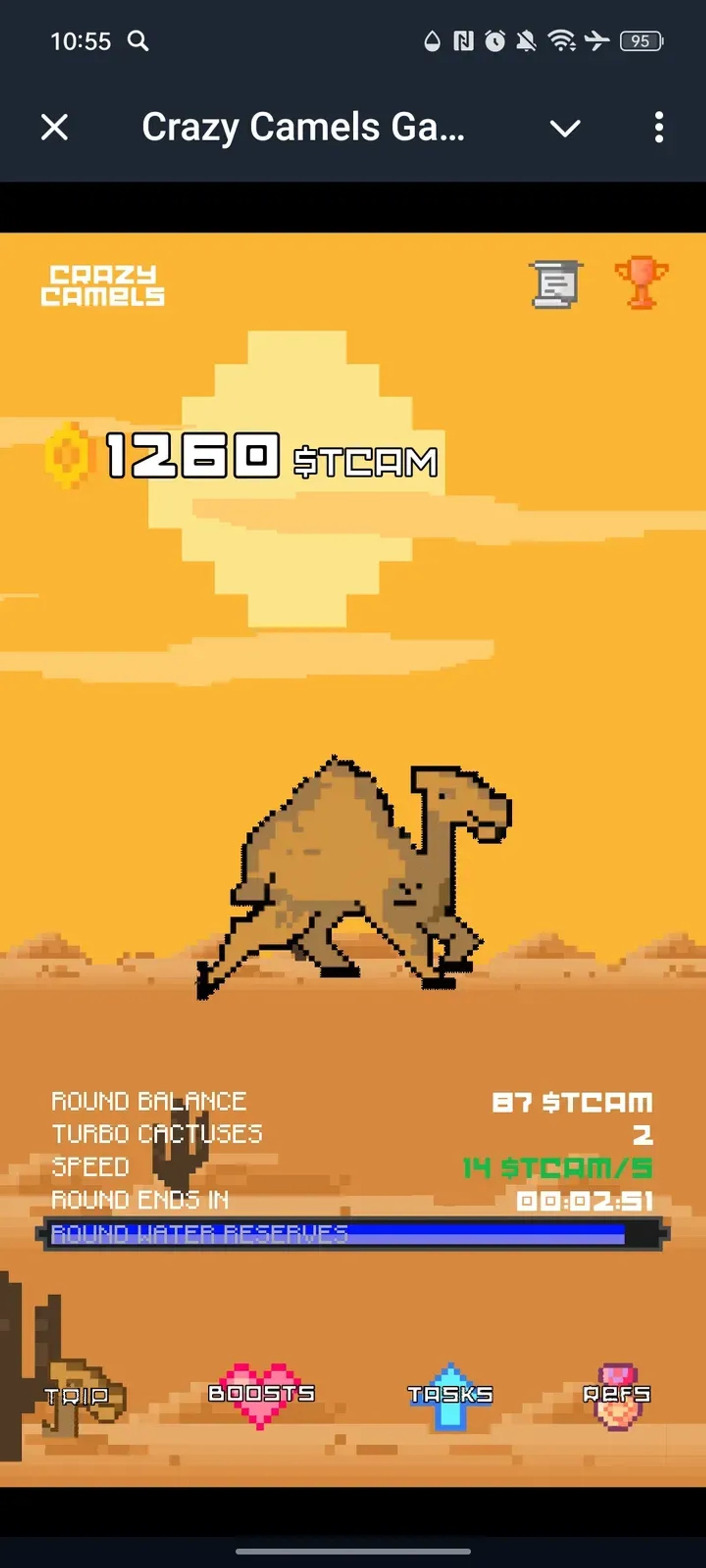 Crazy Camels Game в Телеграм — скриншот 1