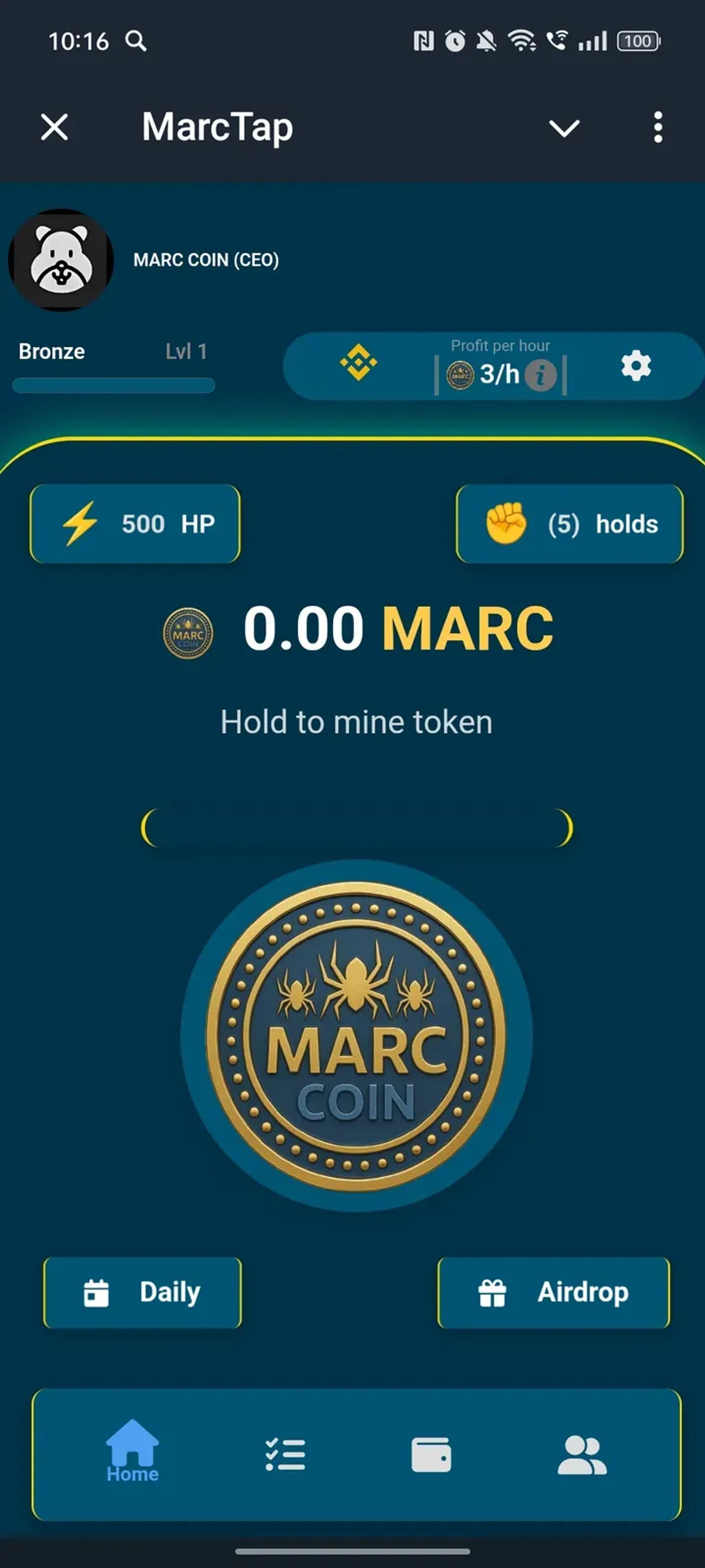MarcTap в Телеграм — скриншот 1