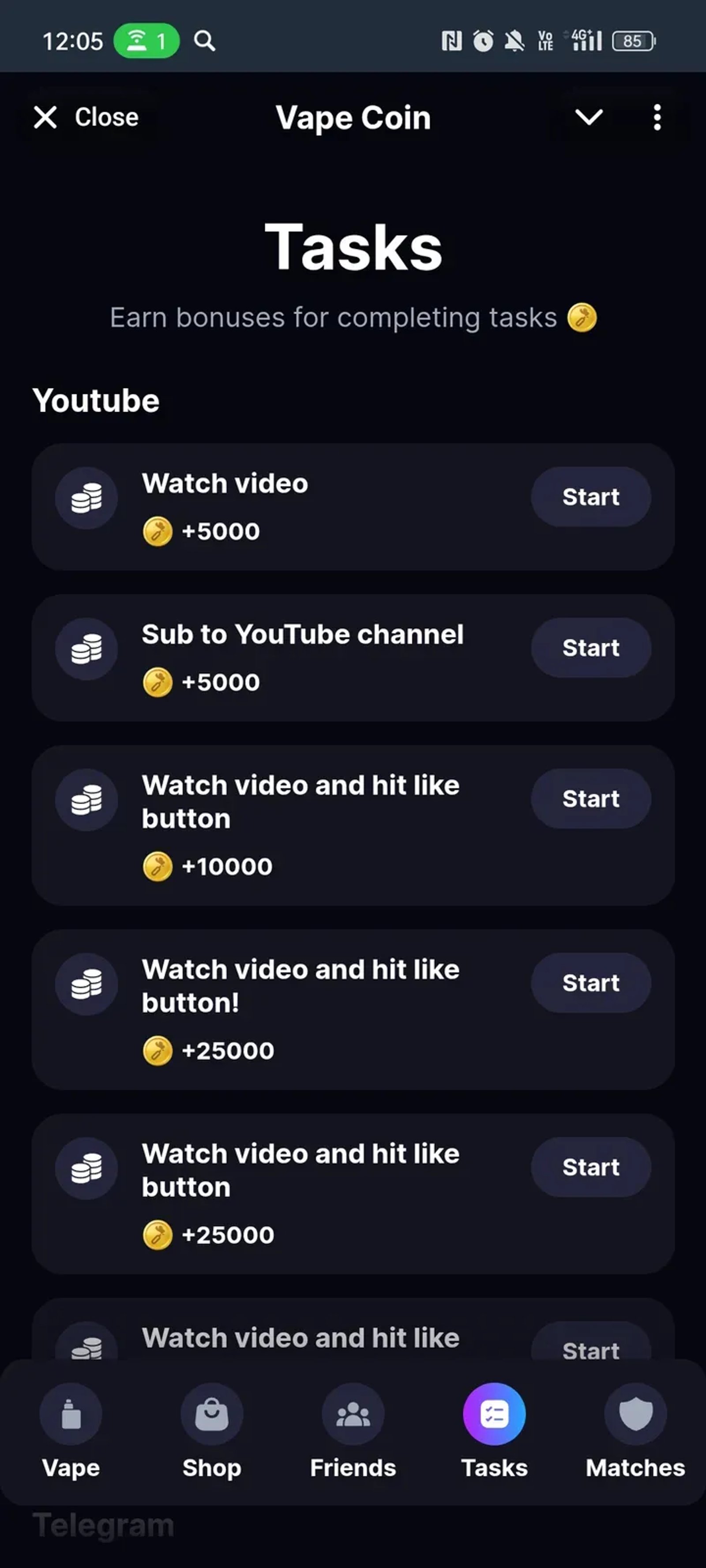 VAPE COIN - Tap to Earn в Телеграм — скриншот 4