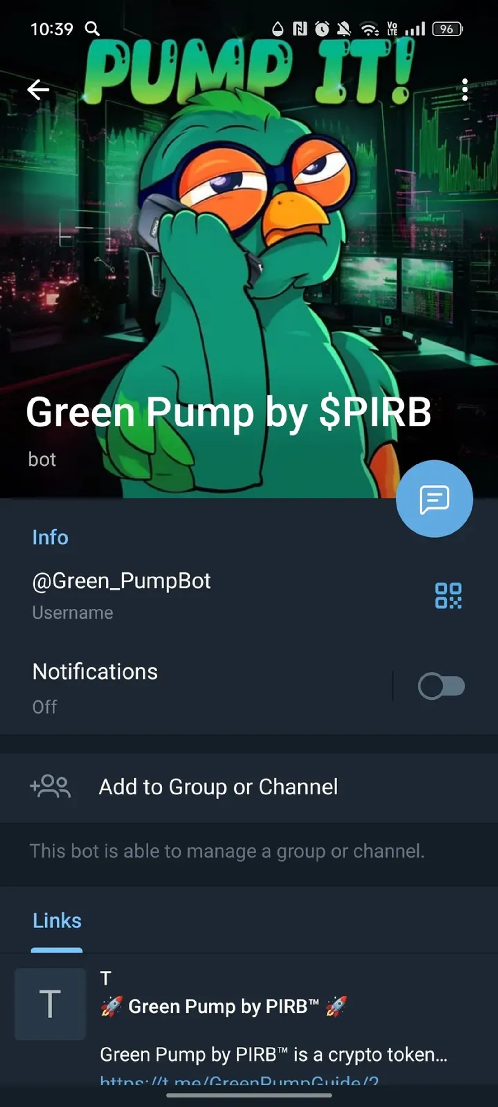 Green Pump by $PIRB в Телеграм — скриншот 4