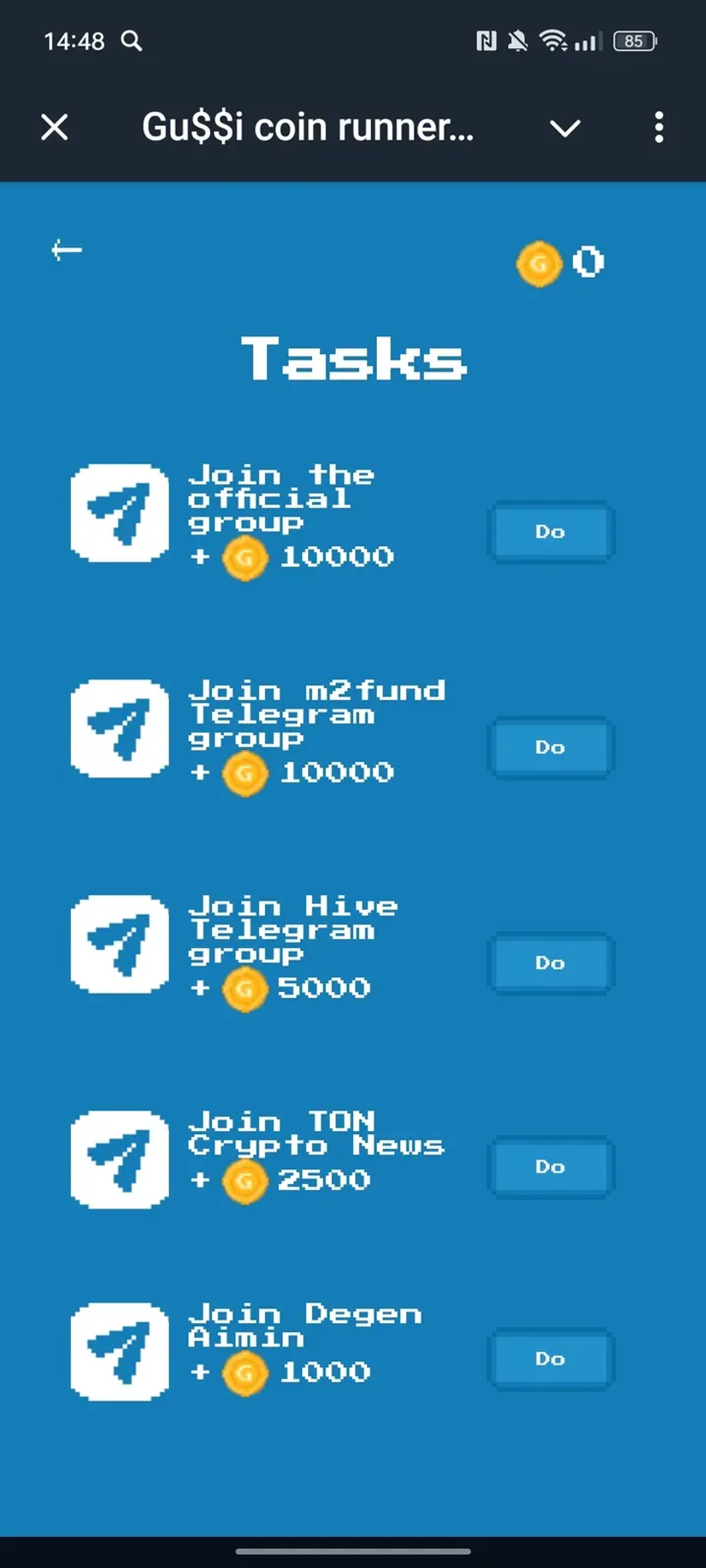 Gu$$i coin runner Game в Телеграм — скриншот 3