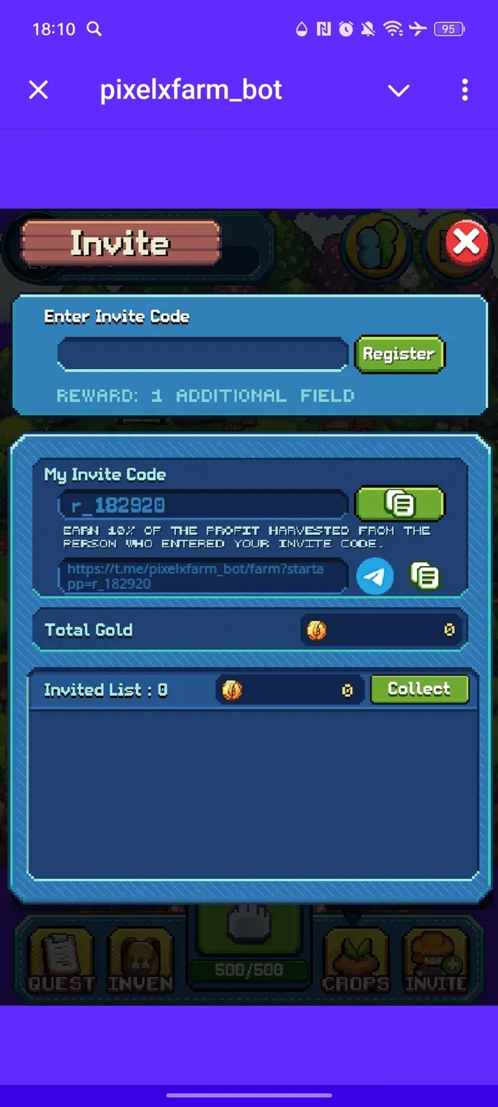 pixelxfarm_bot в Телеграм — скриншот 3