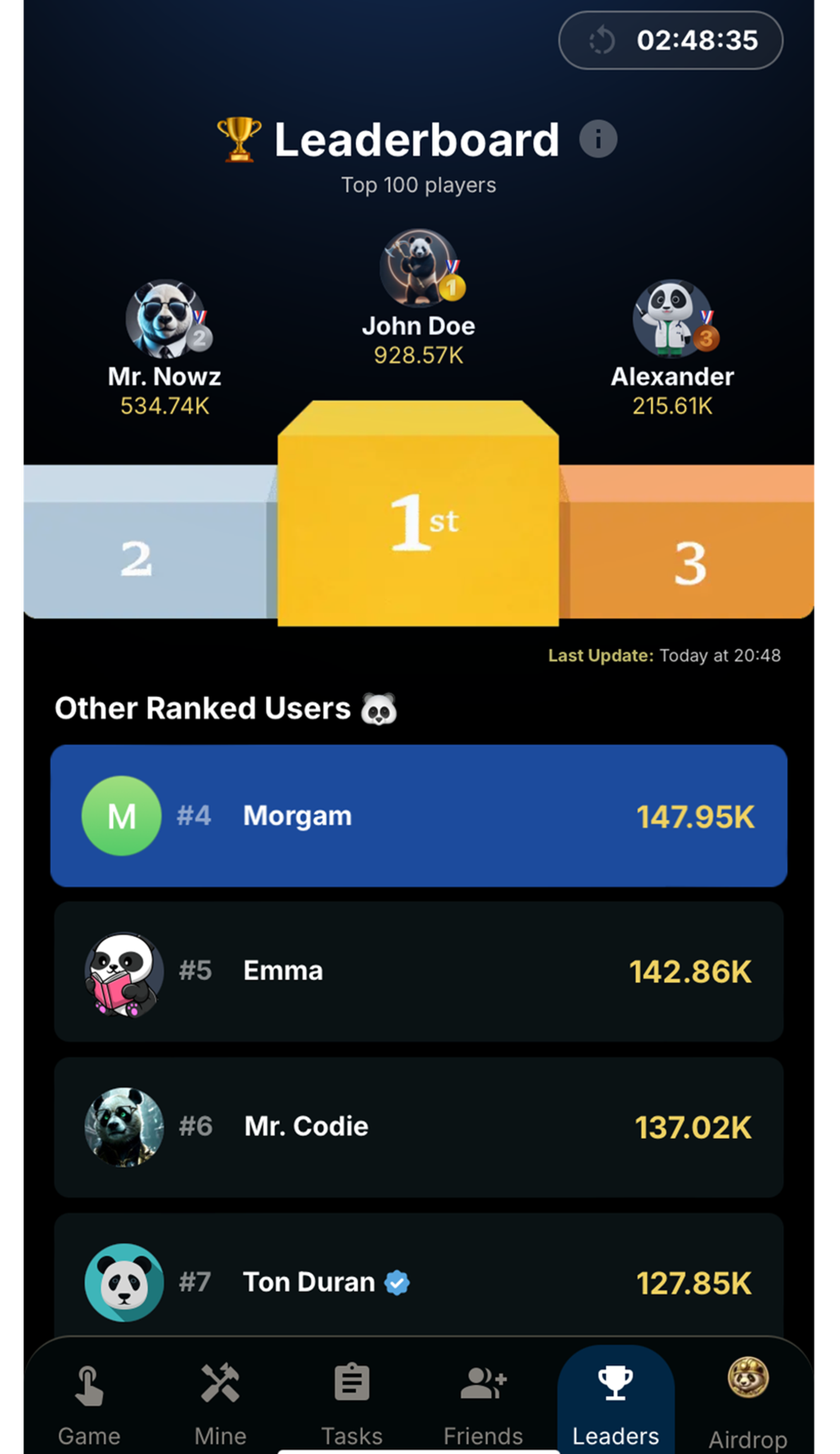 Panda Gold Miner в Телеграм — скриншот 4