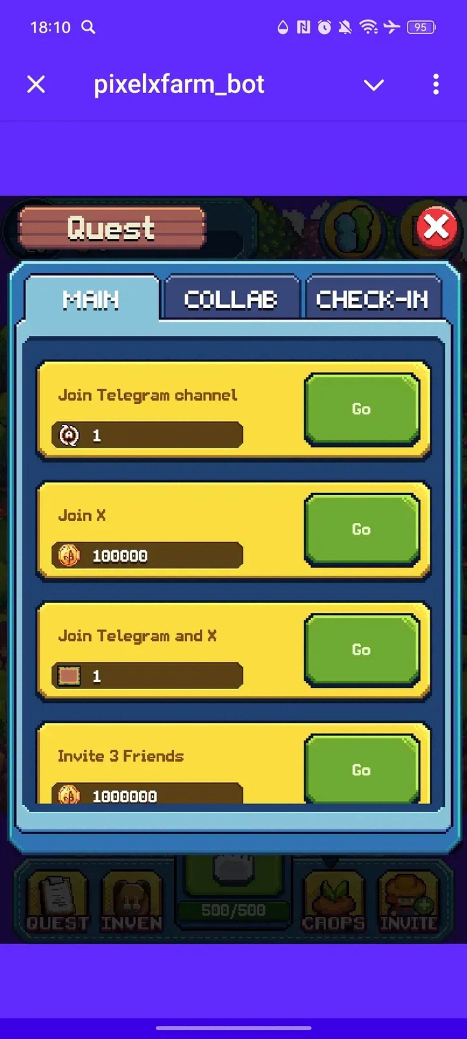 pixelxfarm_bot в Телеграм — скриншот 5