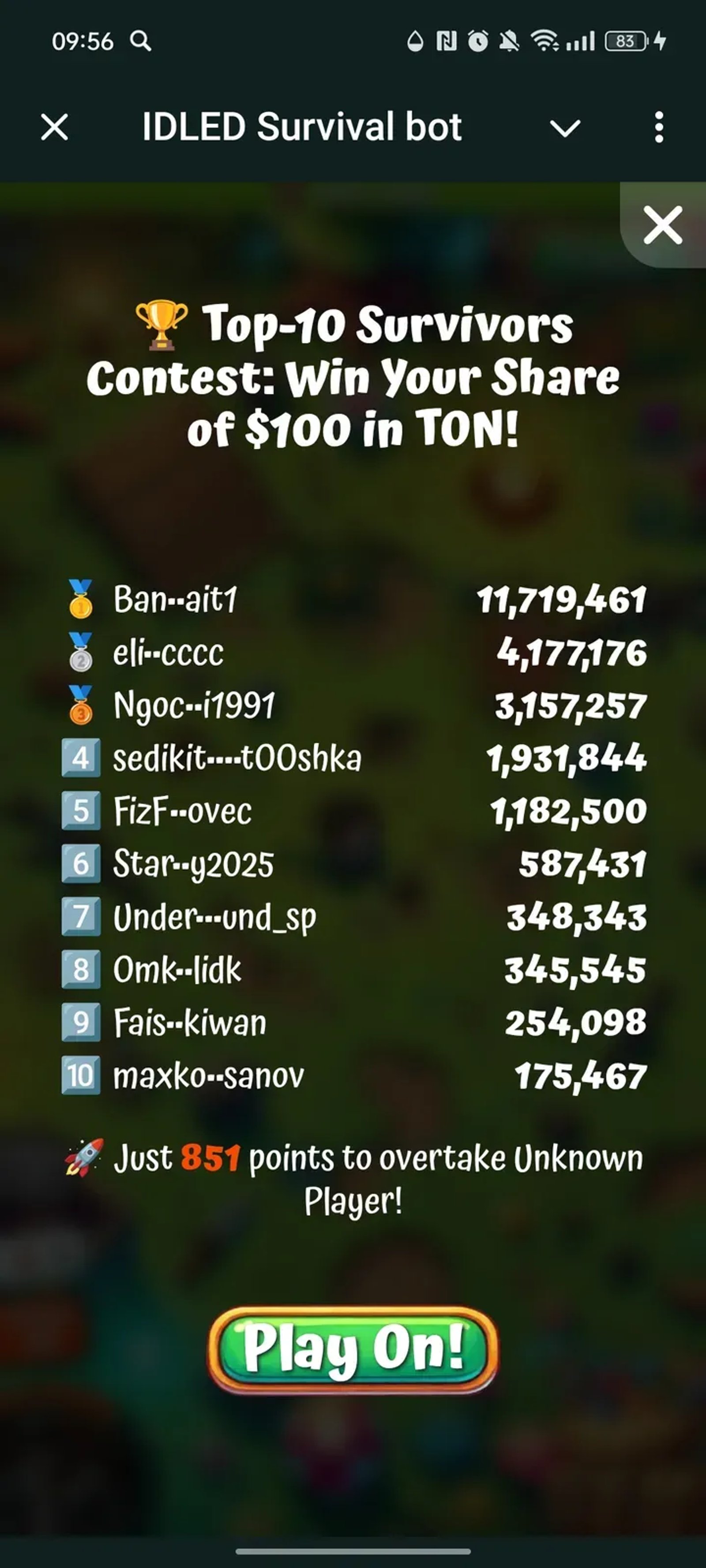 IDLED Survival bot Telegram Screenshot 3