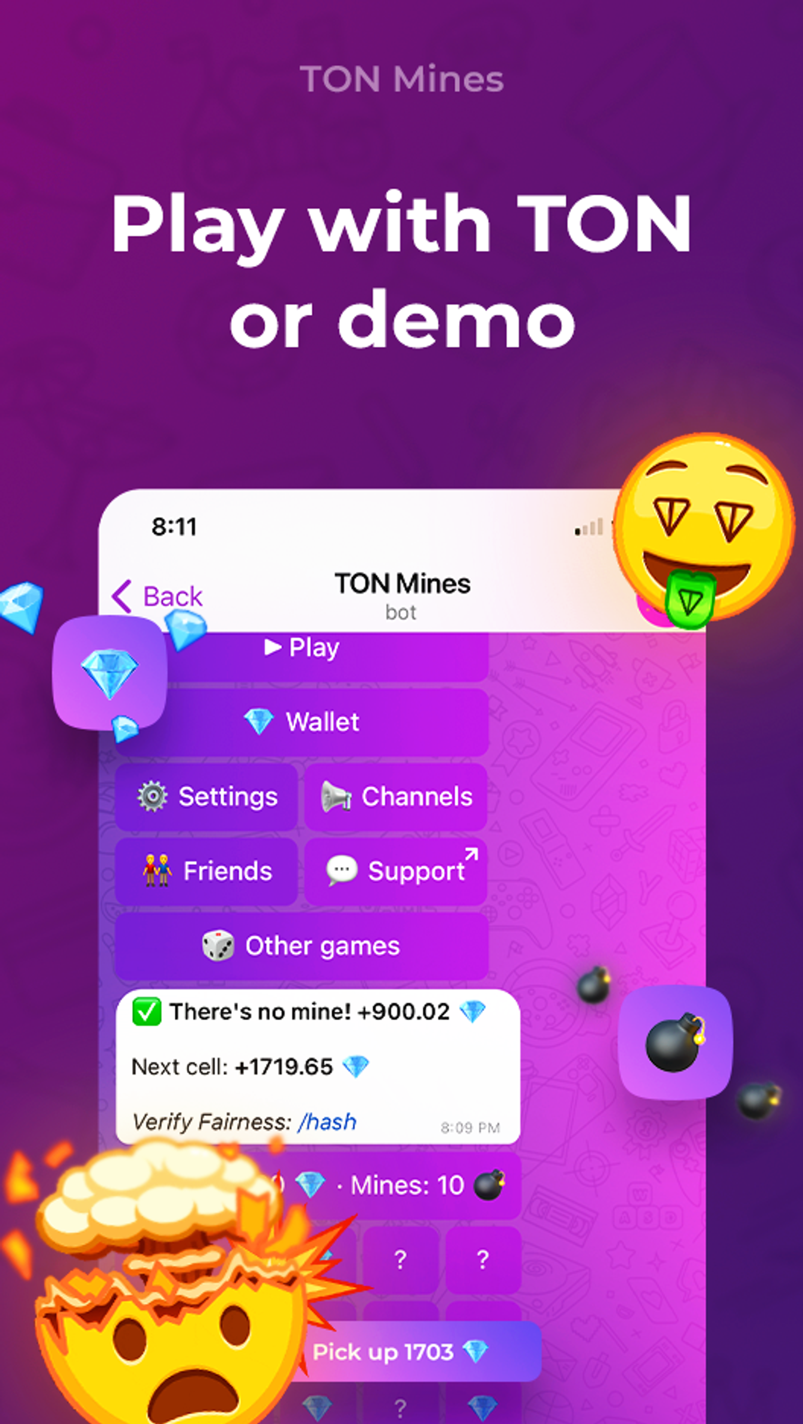 Mines в Телеграм — скриншот 1