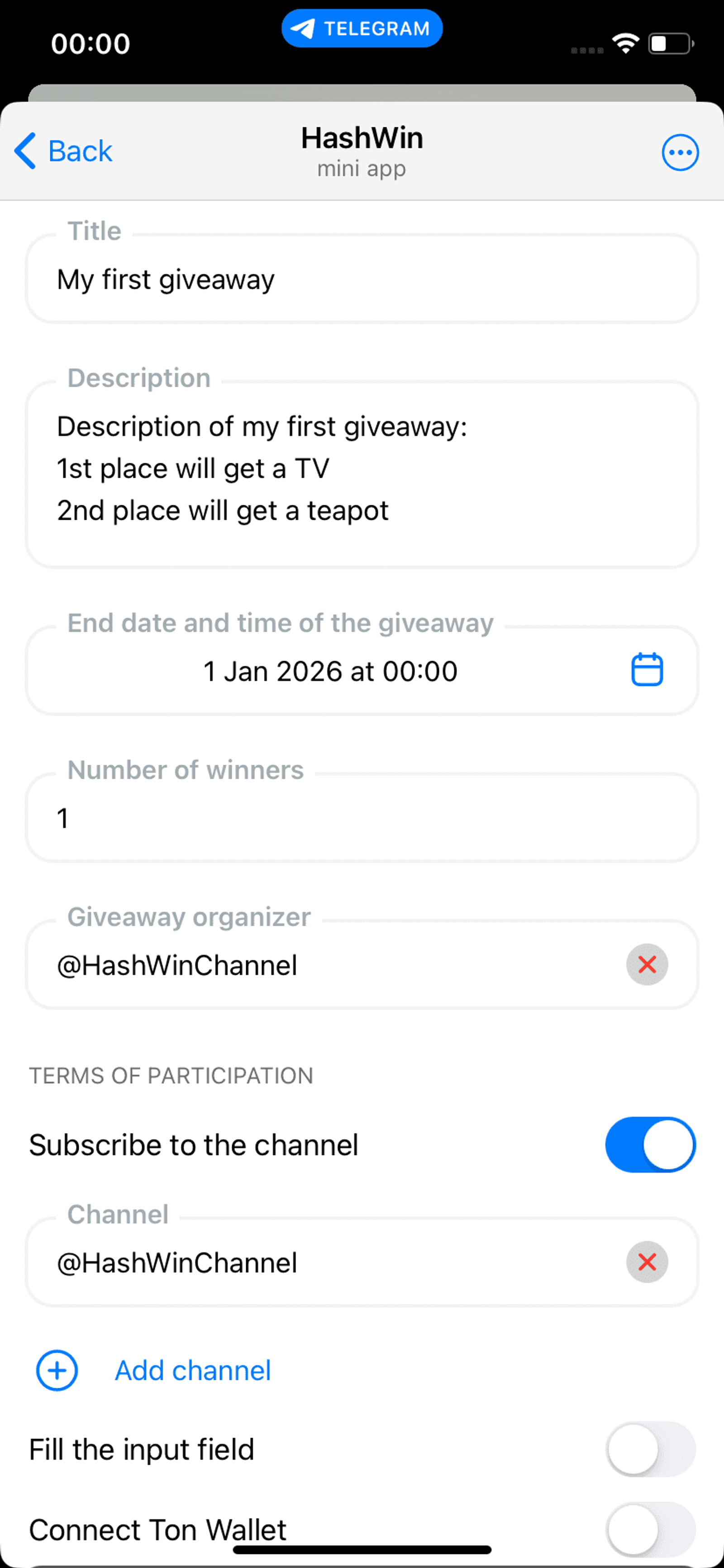 HashWin в Телеграм — скриншот 3