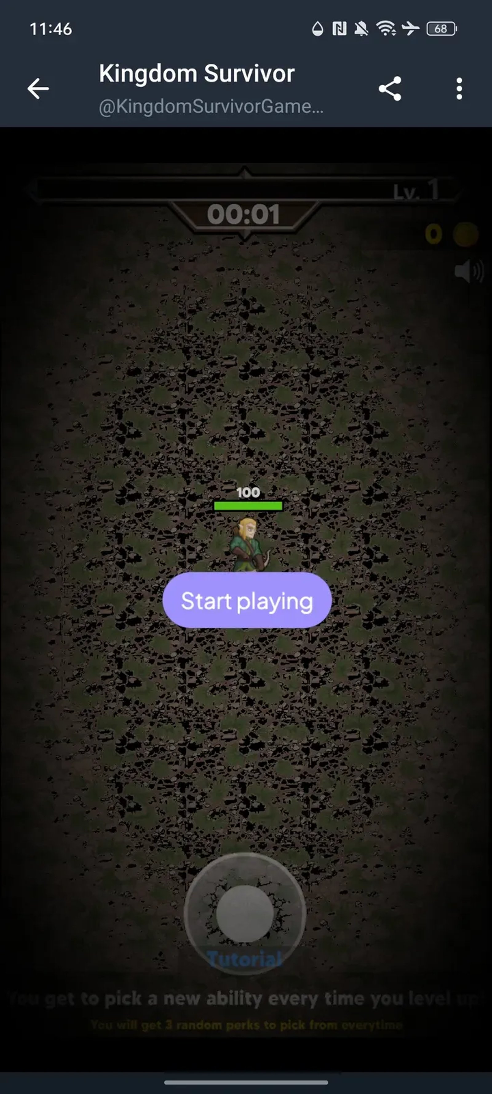 Kingdom Survivor Game в Телеграм — скриншот 1