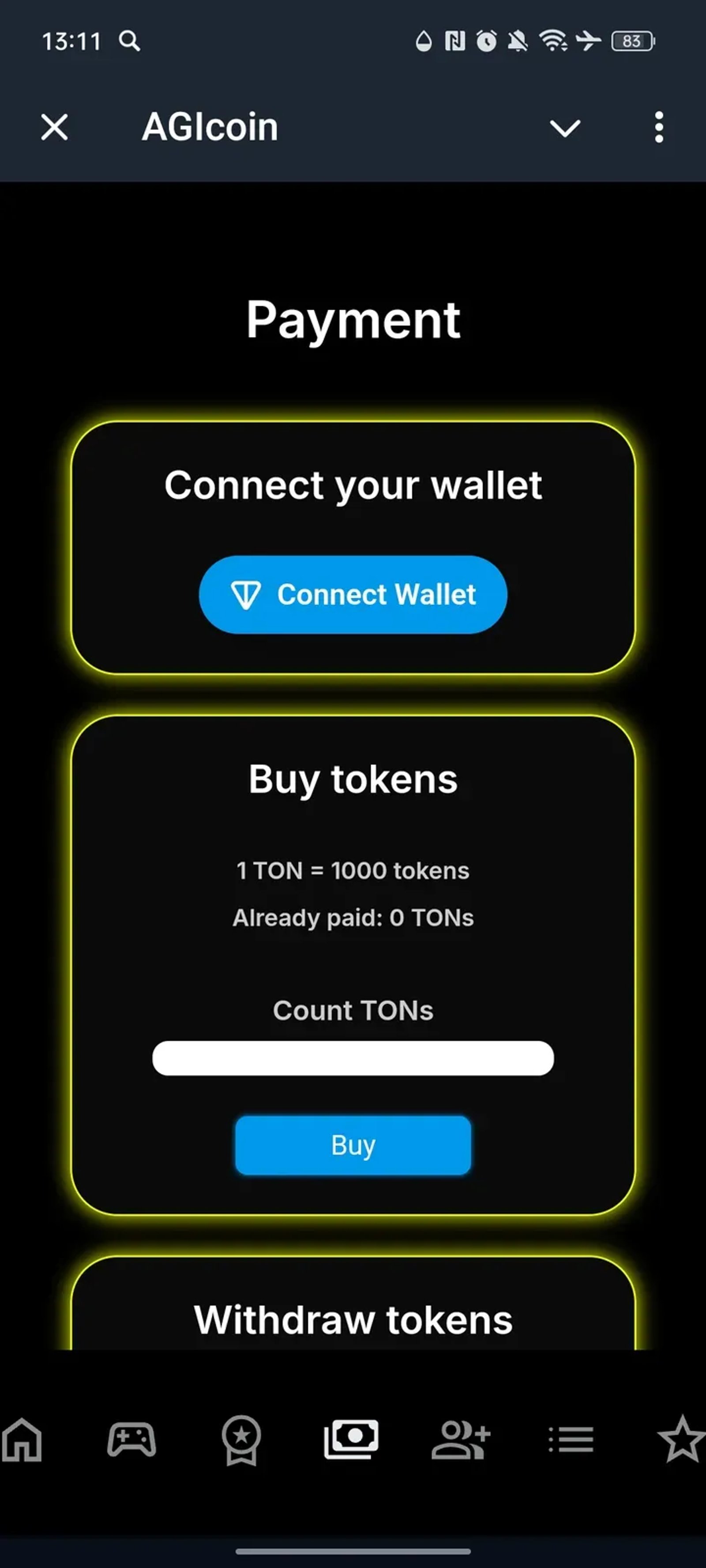 AGIcoin в Телеграм — скриншот 4