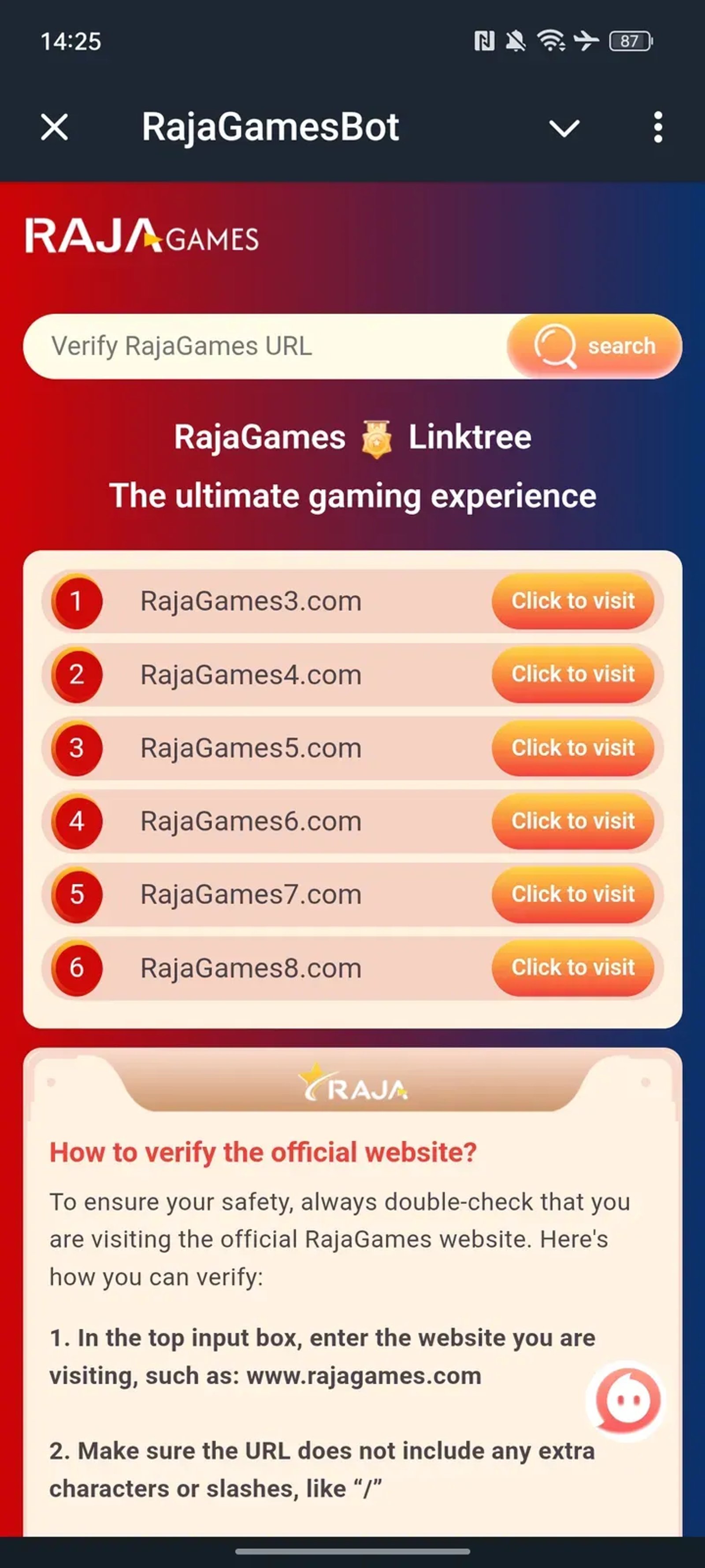 RajaGames в Телеграм — скриншот 1