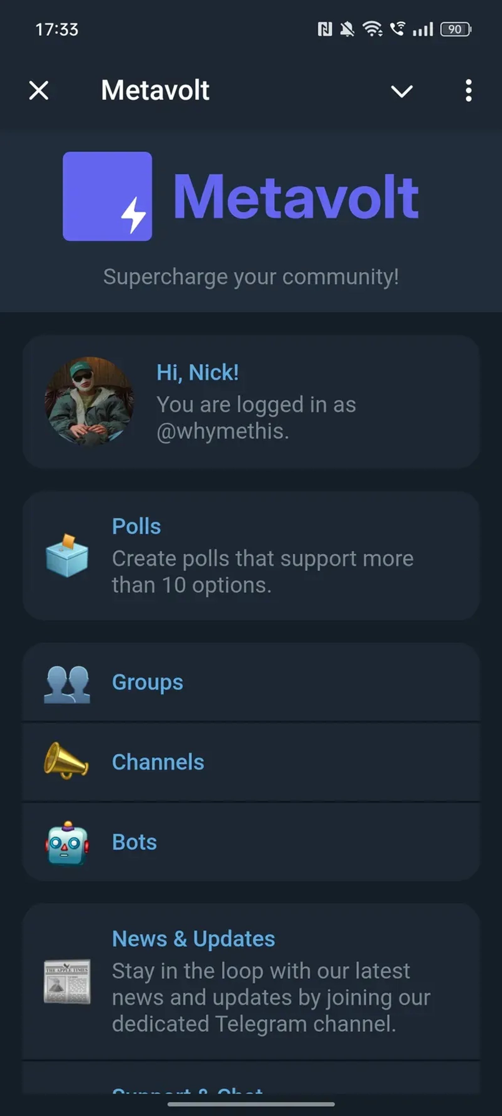 Metavolt в Telegram — скриншот 1