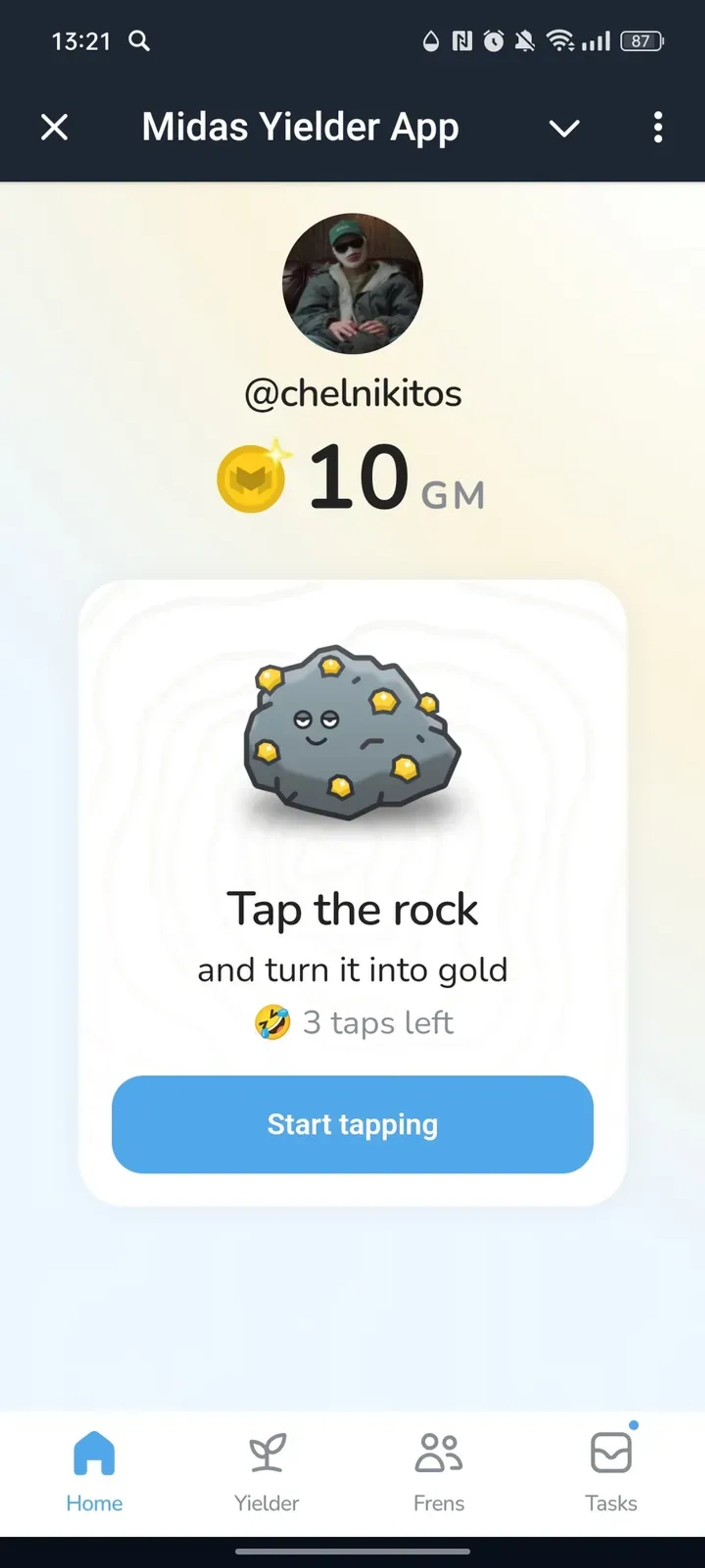 Midas Yielder App в Телеграм — скриншот 1