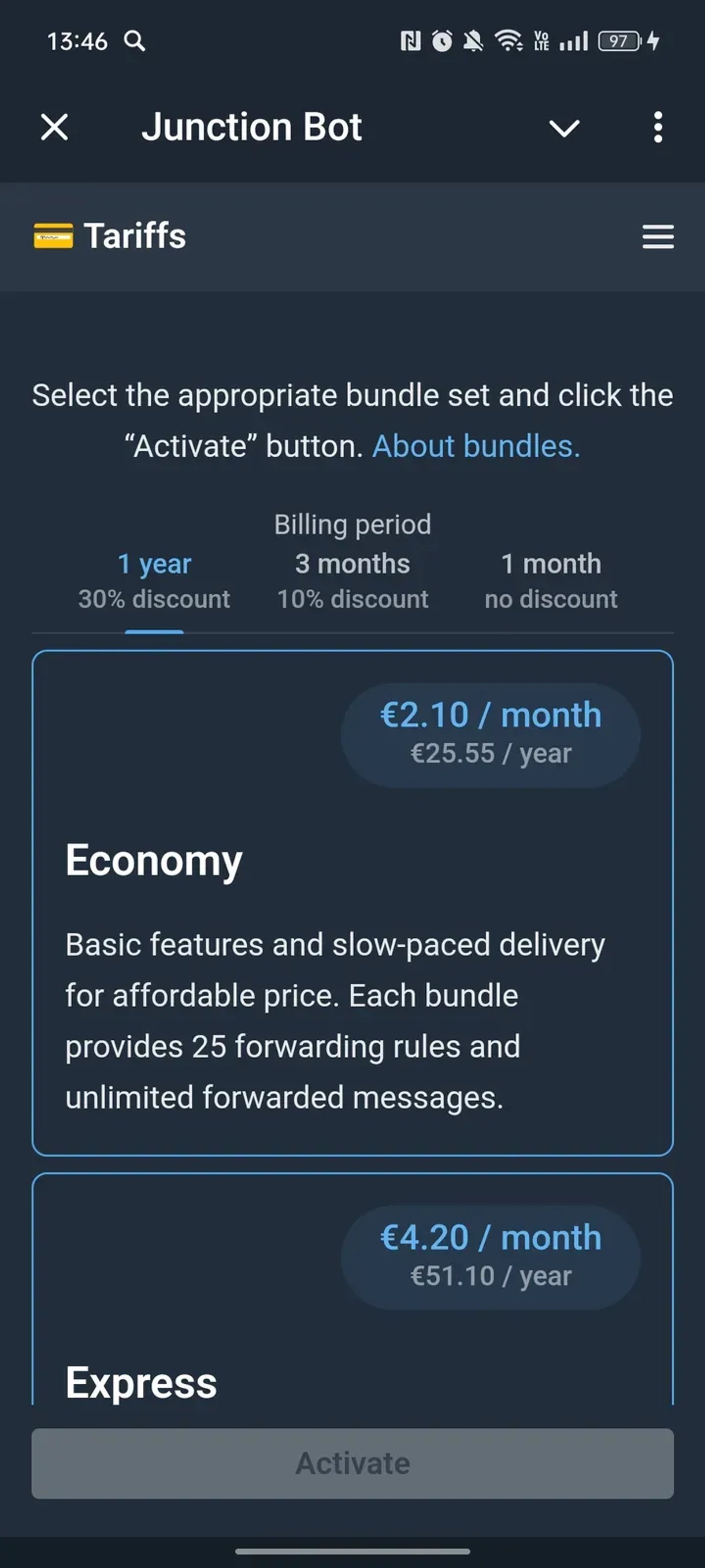 Junction Bot в Телеграм — скриншот 3