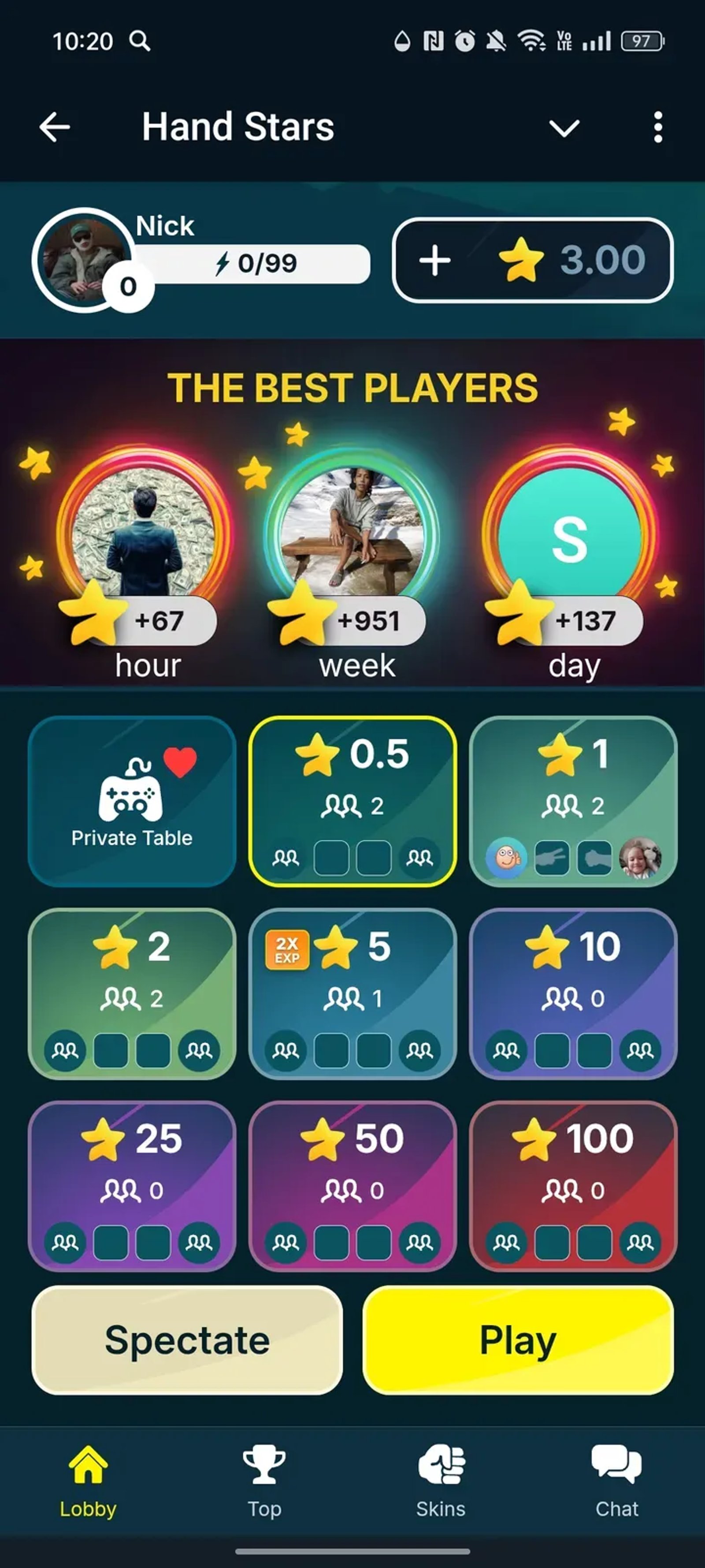 Hand Stars в Телеграм — скриншот 2