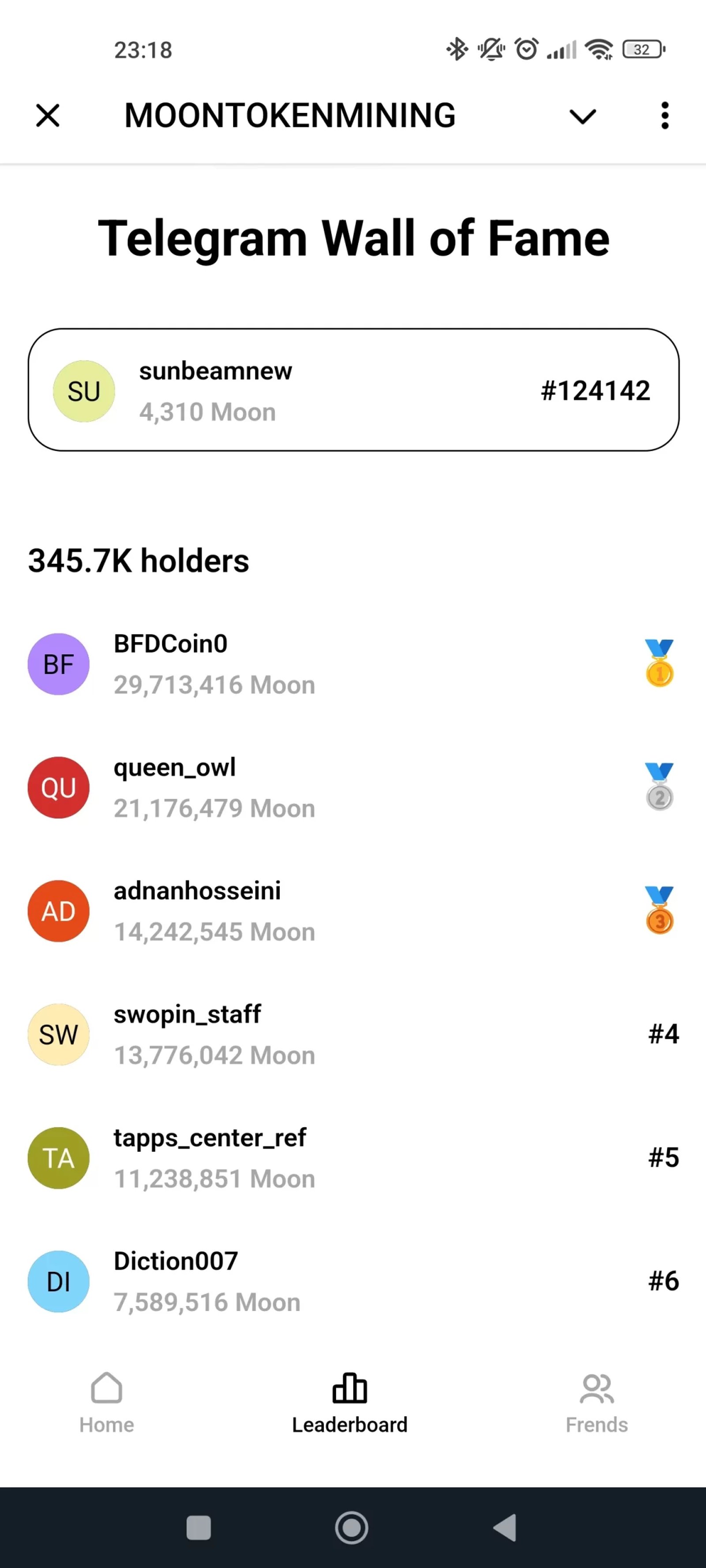 MOON TOKEN Лидеры