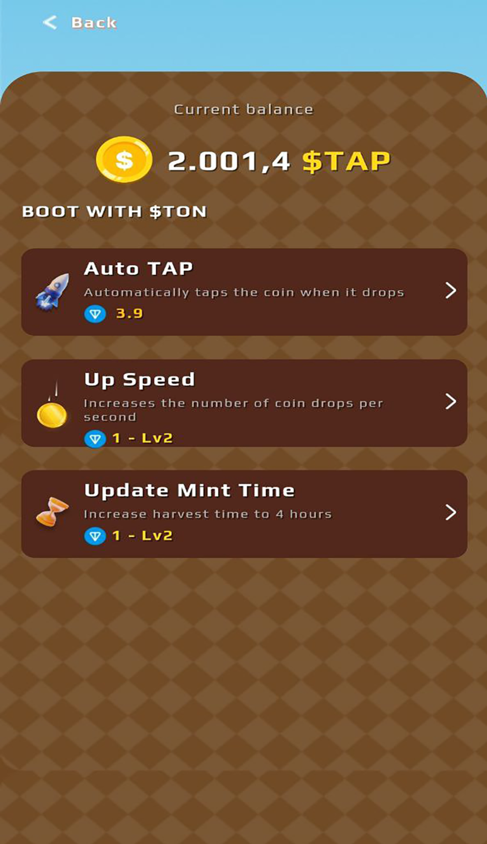 TAP TON GAME в Телеграм — скриншот 5